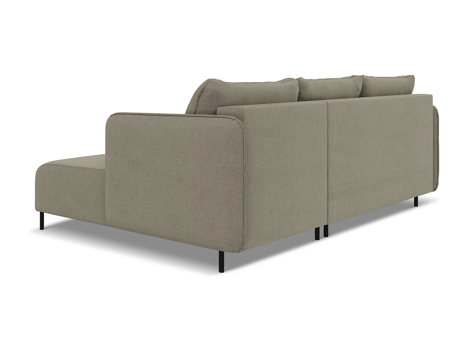 Ecksofa mit Schlaffunktion - Ecke Rechts - Strukturstoff - Dunkelbeige - LUANA