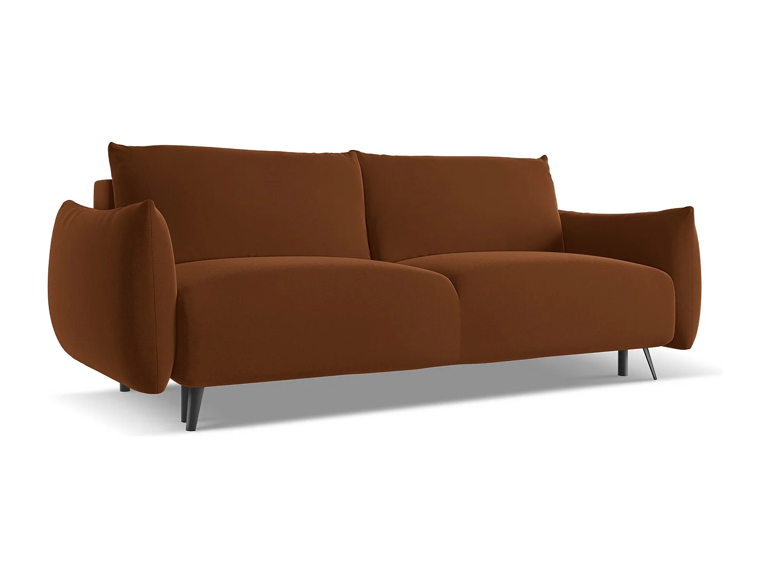 3-Sitzer Sofa mit Schlaffunktion - - Samt - Terrakotta - MALIE