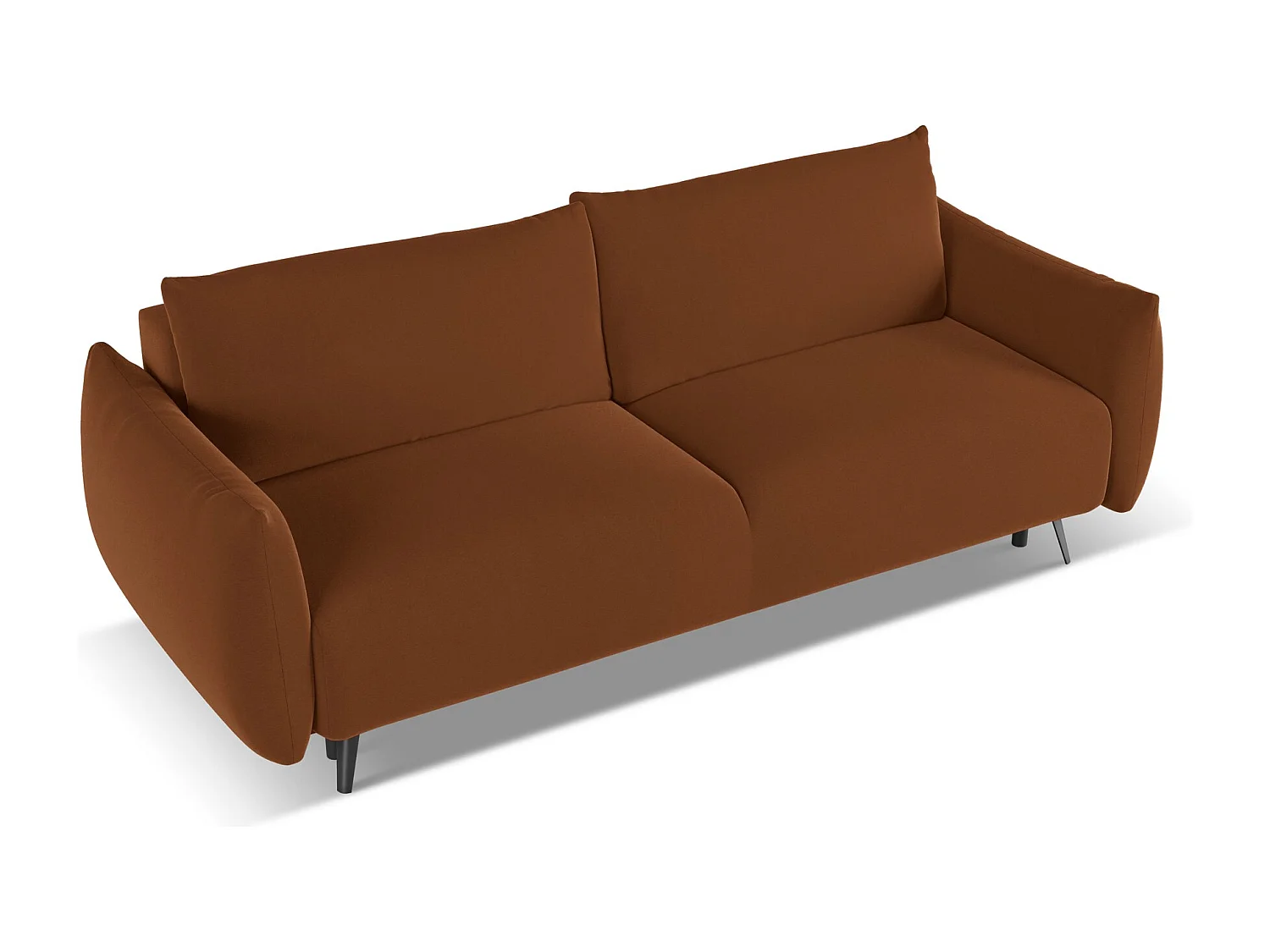 3-Sitzer Sofa mit Schlaffunktion - - Samt - Terrakotta - MALIE