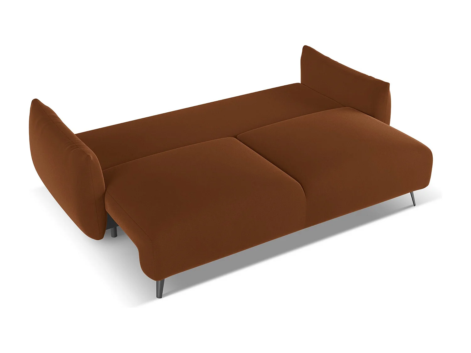 3-Sitzer Sofa mit Schlaffunktion - - Samt - Terrakotta - MALIE