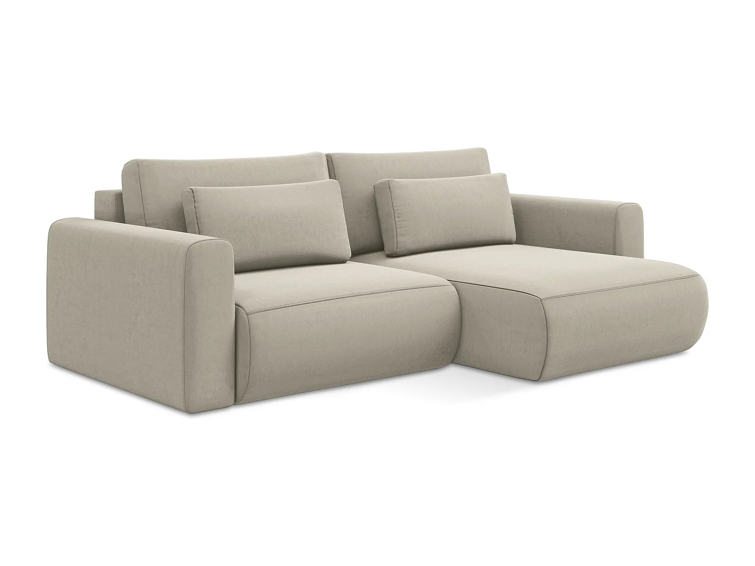 2-Sitzer Ecksofa mit Schlaffunktion - Ecke Rechts - Samt - Perle - KAPUA