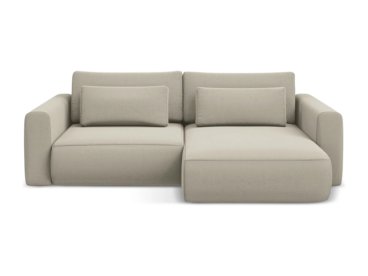 2-Sitzer Ecksofa mit Schlaffunktion - Ecke Rechts - Samt - Perle - KAPUA