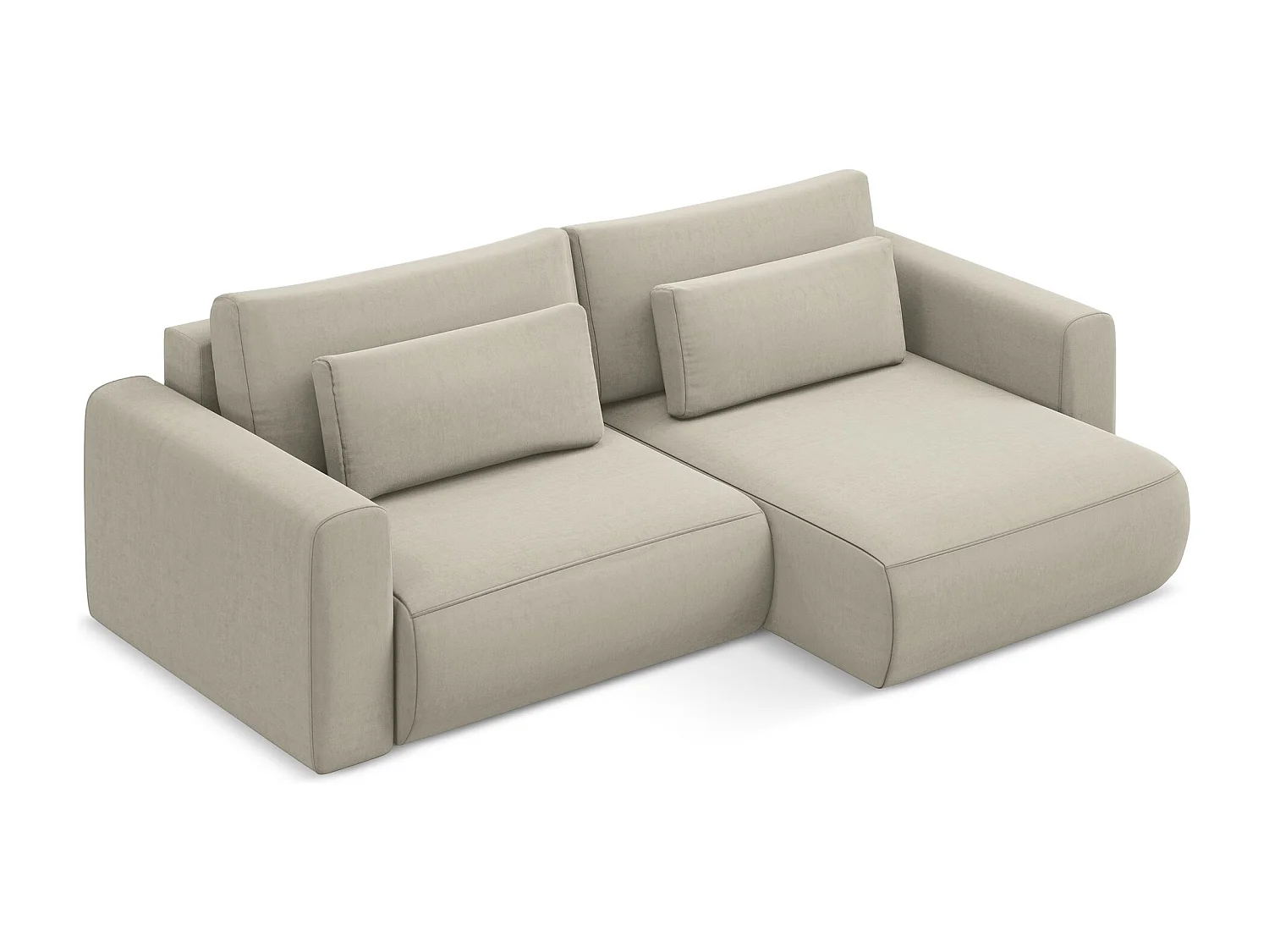 2-Sitzer Ecksofa mit Schlaffunktion - Ecke Rechts - Samt - Perle - KAPUA