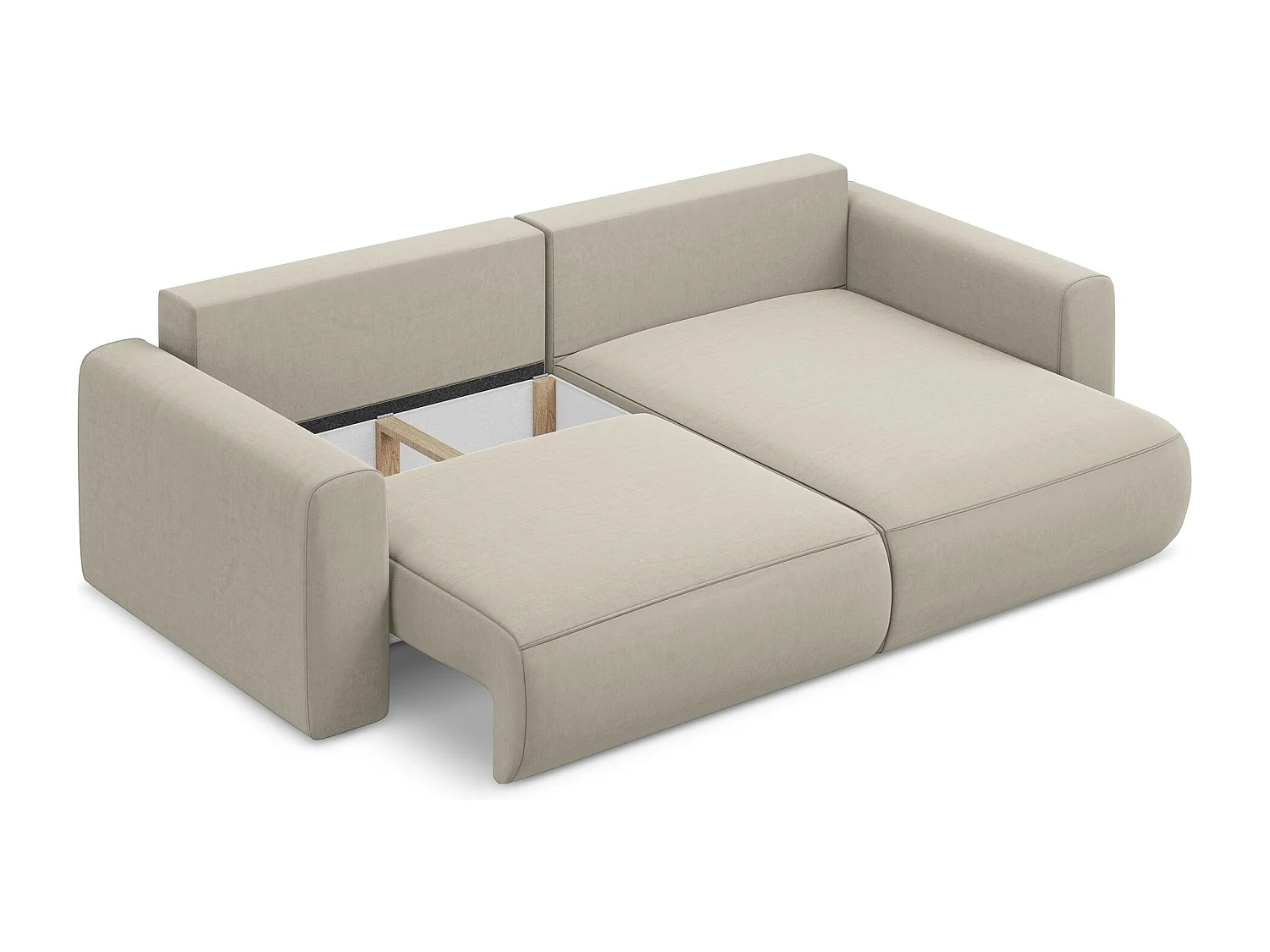 2-Sitzer Ecksofa mit Schlaffunktion - Ecke Rechts - Samt - Perle - KAPUA
