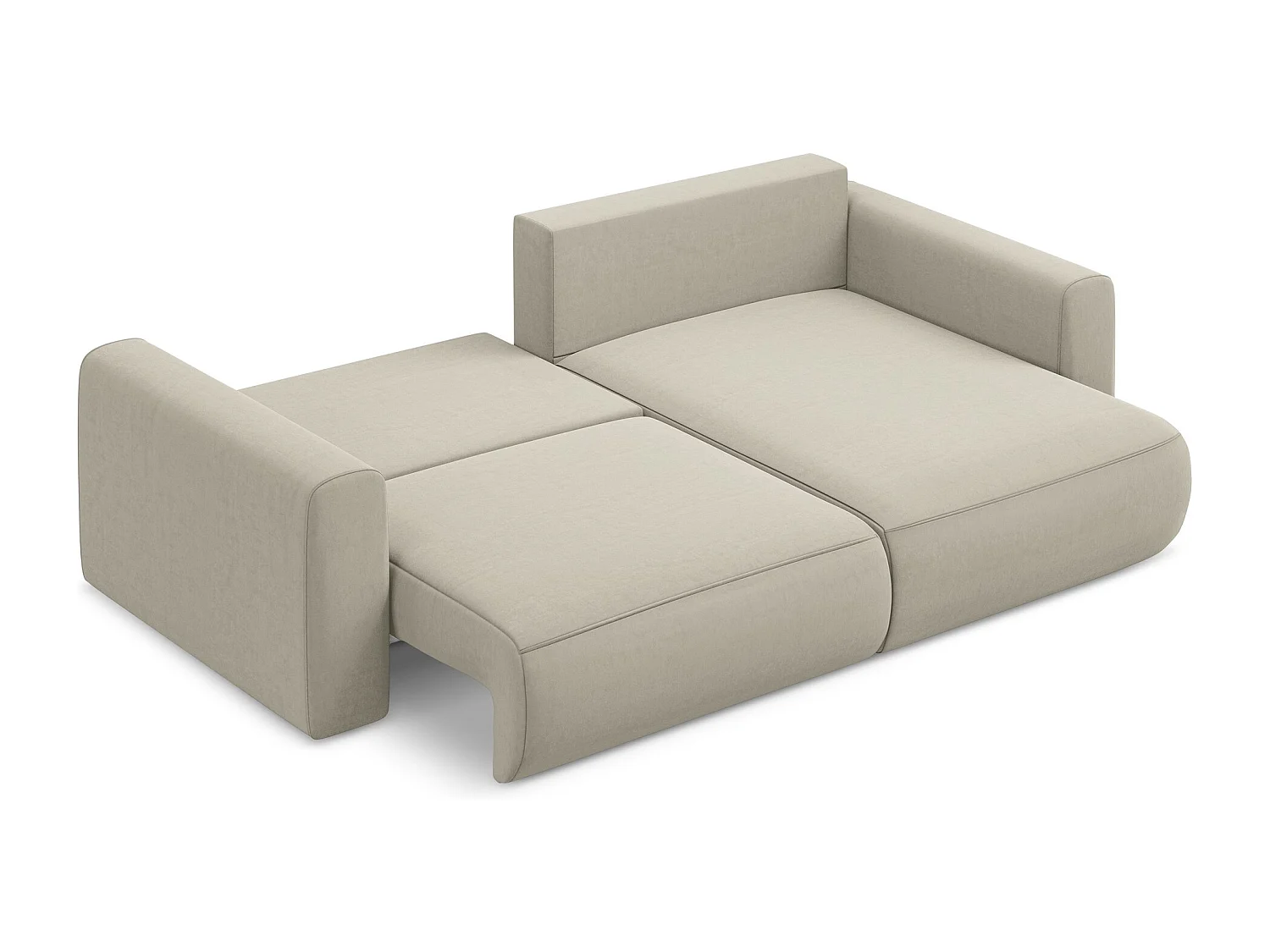 2-Sitzer Ecksofa mit Schlaffunktion - Ecke Rechts - Samt - Perle - KAPUA