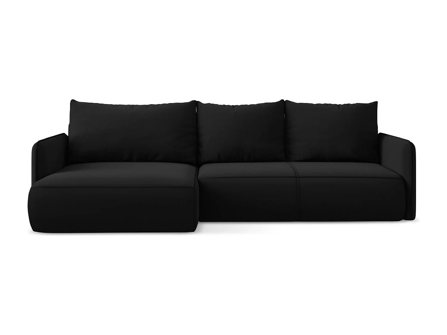 3-Sitzer Ecksofa mit Schlaffunktion - Ecke Links - Samt - Schwarz - NANEA