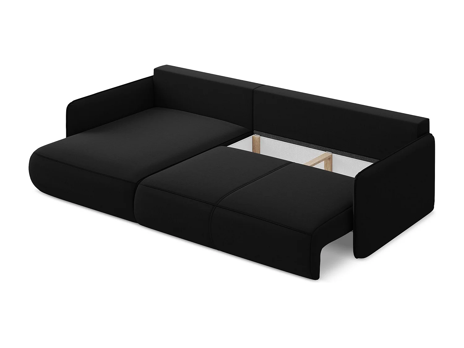 Canapé d’angle 3 places gauche convertible en velours - noir - NANEA