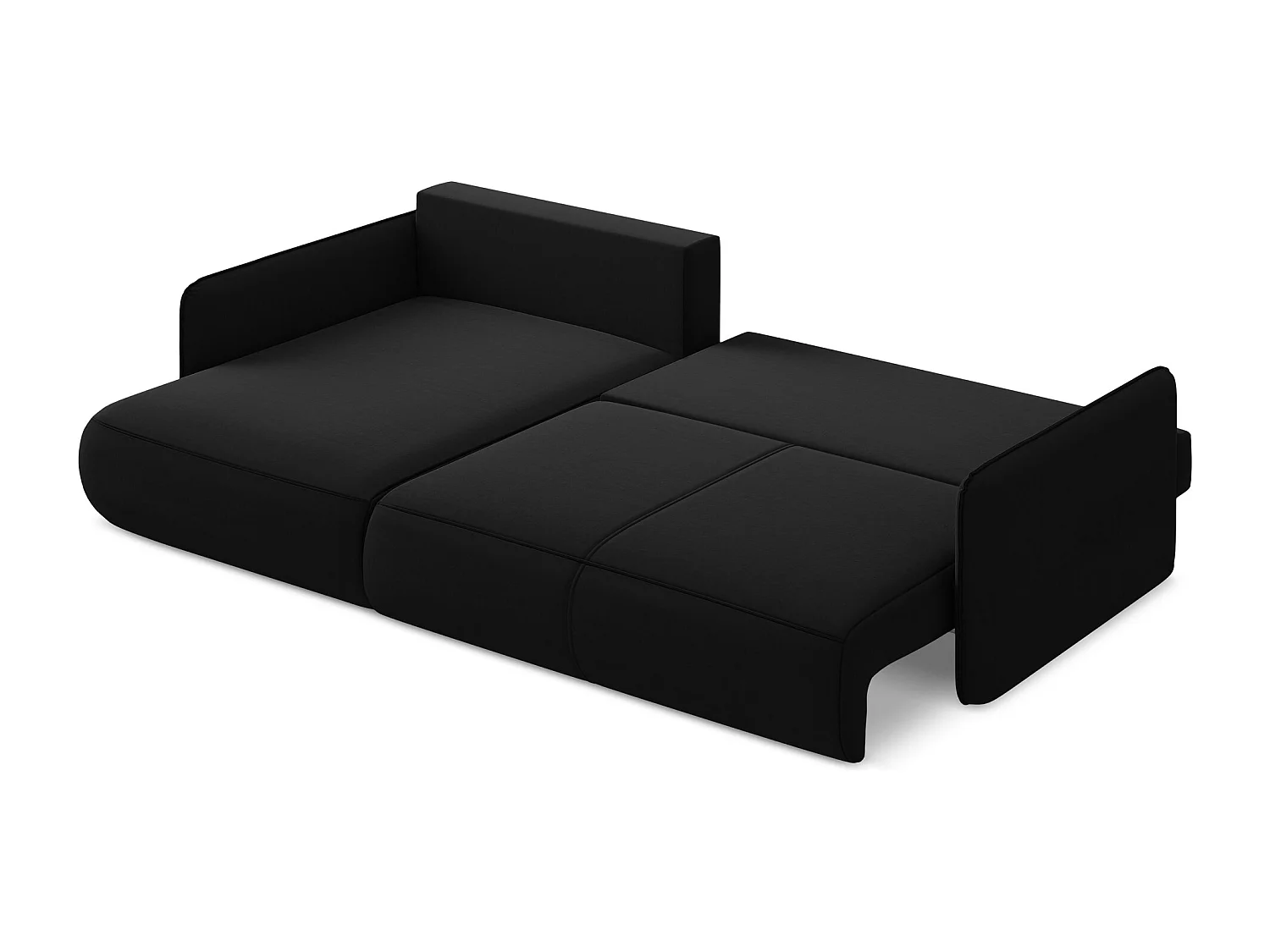 Canapé d’angle 3 places gauche convertible en velours - noir - NANEA