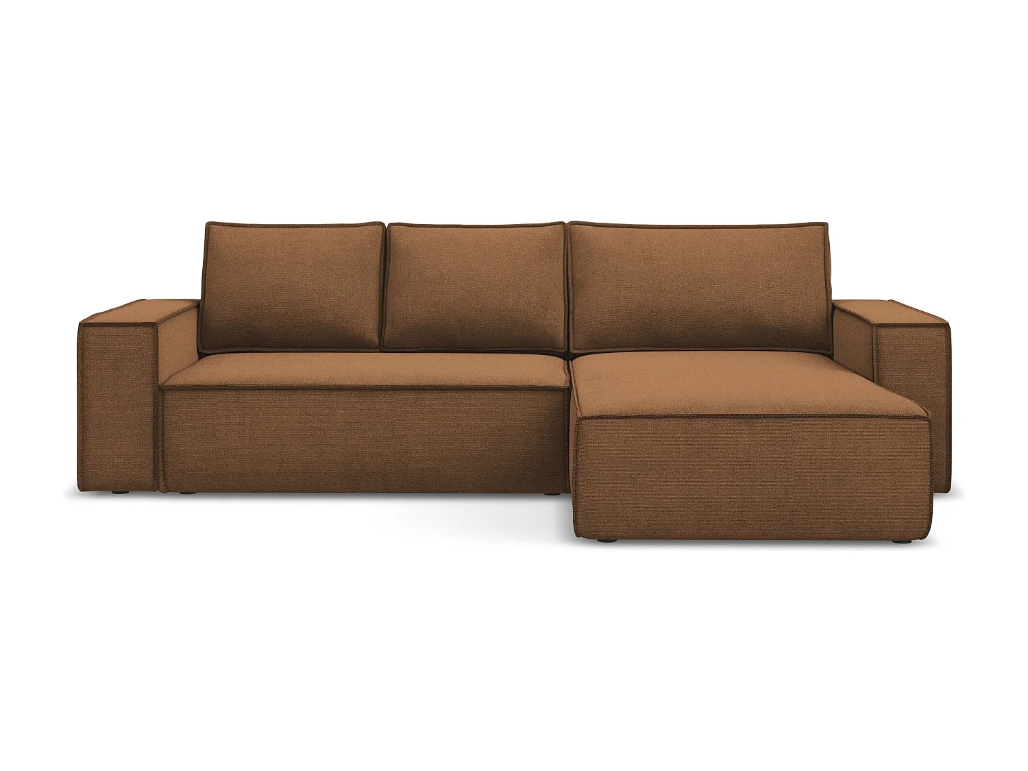 Ecksofa mit Schlaffunktion - Ecke Rechts - Strukturstoff - Terrakotta - KIMO