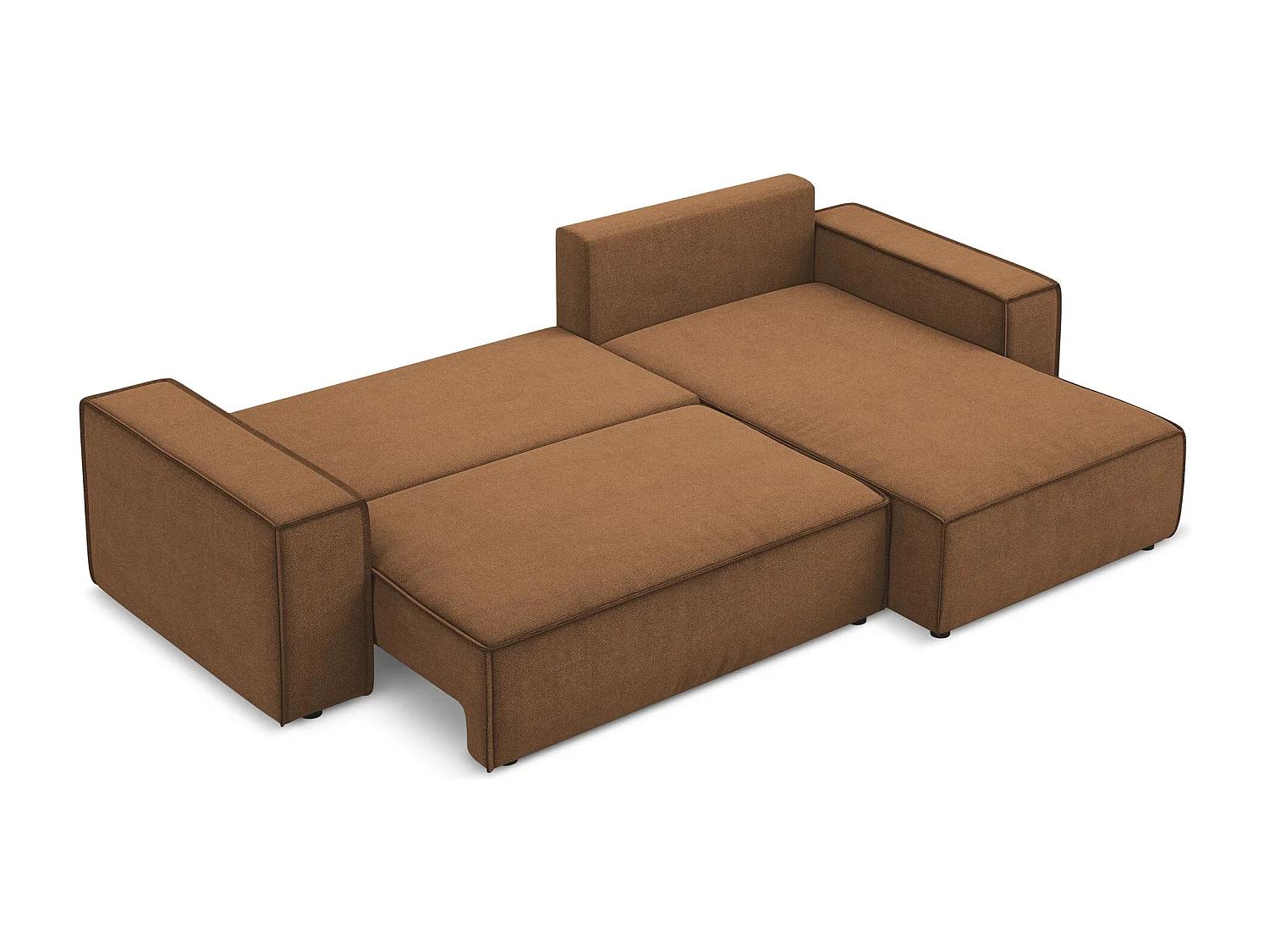 Ecksofa mit Schlaffunktion - Ecke Rechts - Strukturstoff - Terrakotta - KIMO