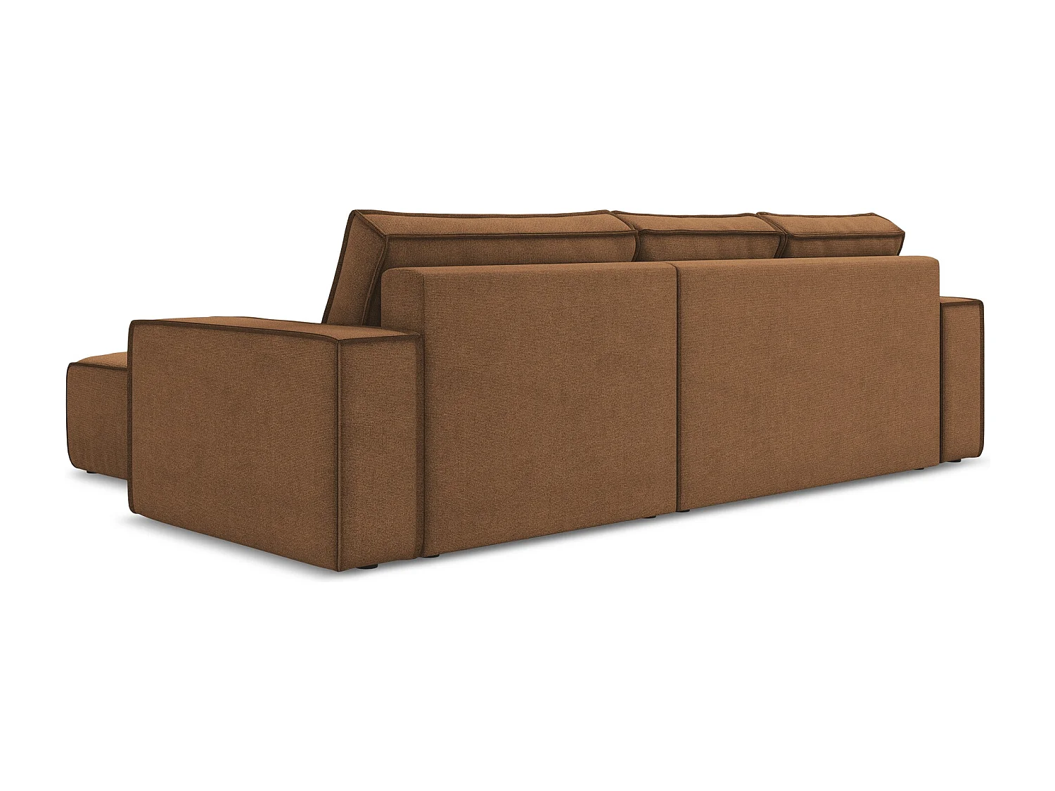 Ecksofa mit Schlaffunktion - Ecke Rechts - Strukturstoff - Terrakotta - KIMO