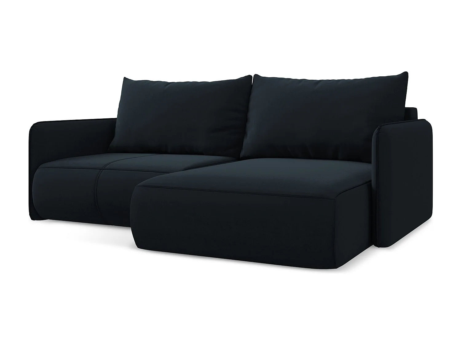 Narożnik prawostronny z funkcją spania - z tkaniny welwetowej - królewski niebieski - NANEA