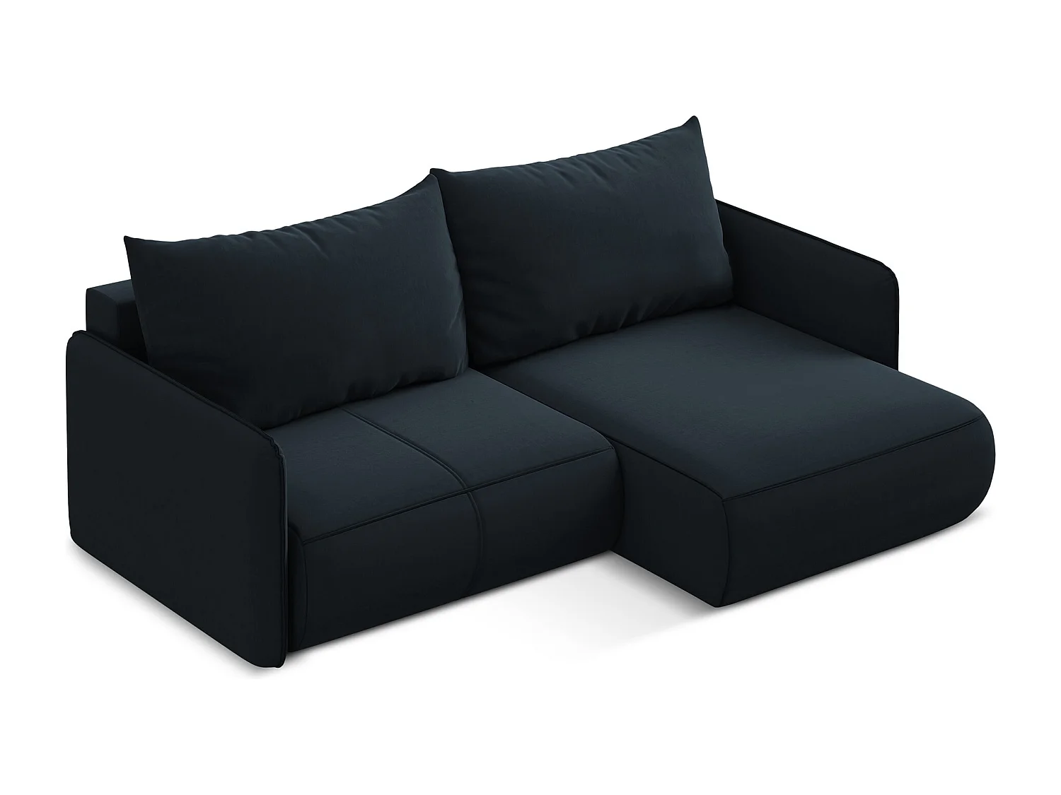 Narożnik prawostronny z funkcją spania - z tkaniny welwetowej - królewski niebieski - NANEA