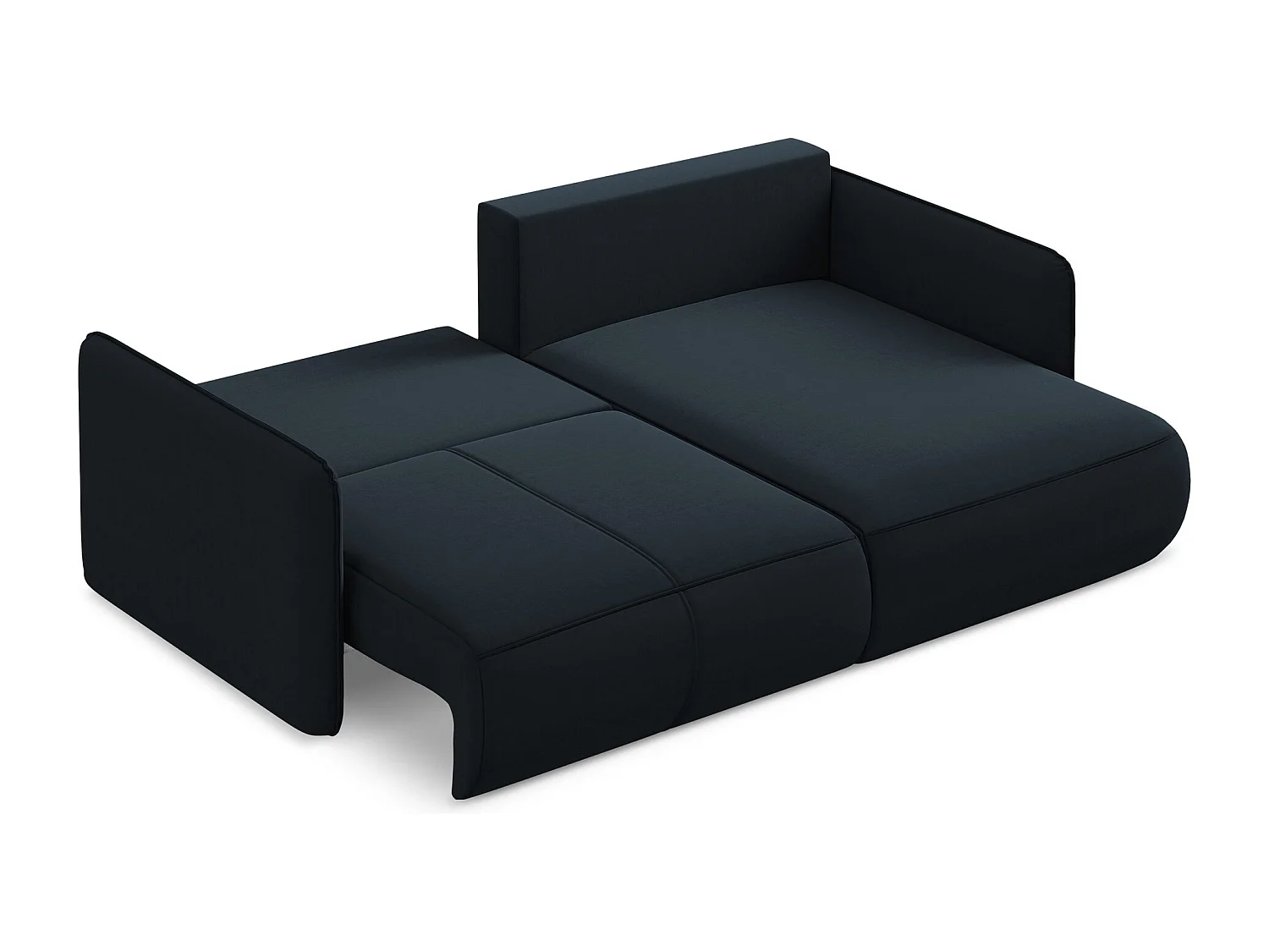 Narożnik prawostronny z funkcją spania - z tkaniny welwetowej - królewski niebieski - NANEA