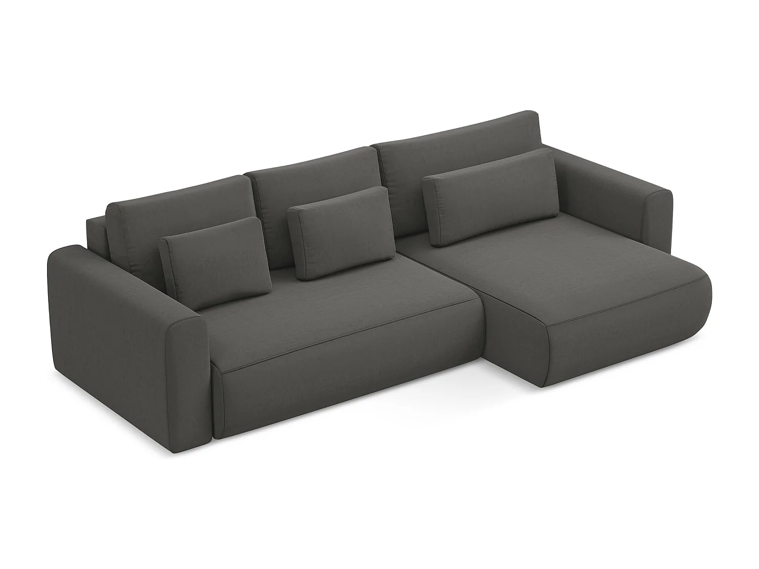 Narożnik prawostronny z funkcją spania - z tkaniny welwetowej - stalowy - KAPUA