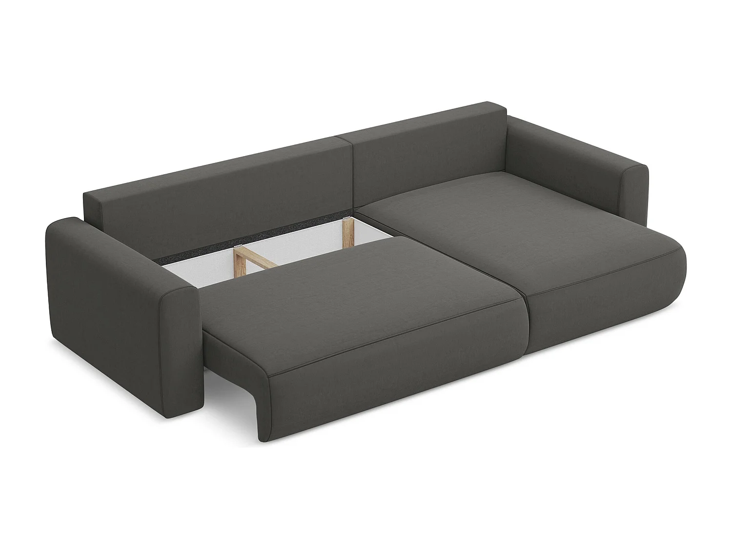 Narożnik prawostronny z funkcją spania - z tkaniny welwetowej - stalowy - KAPUA