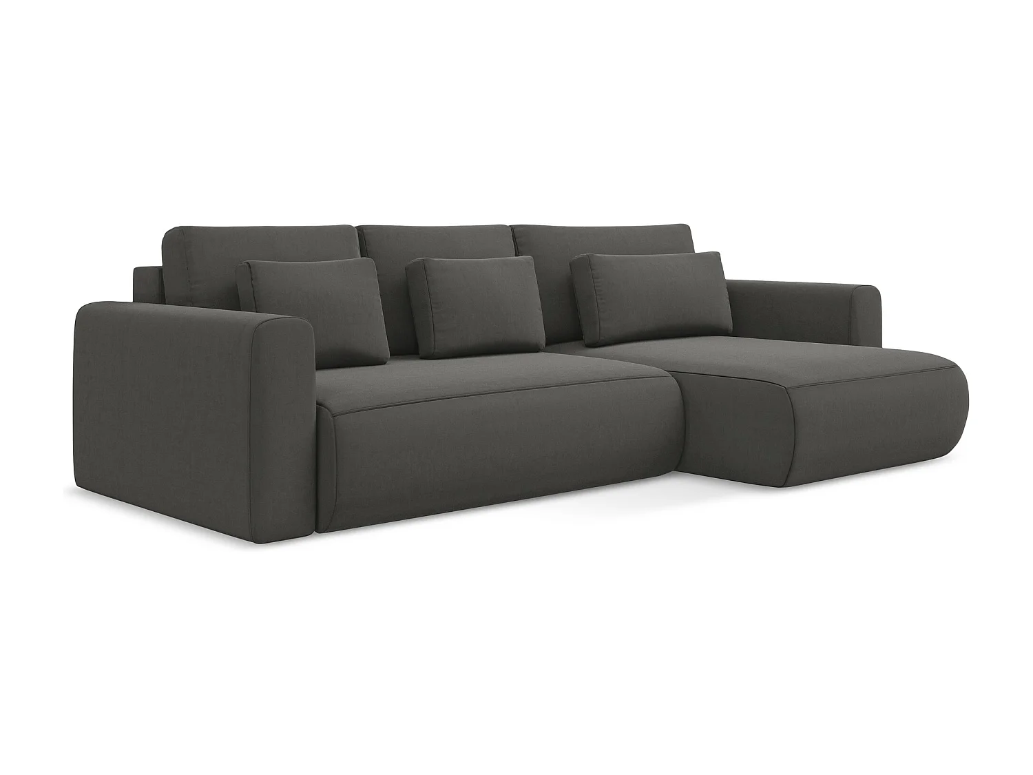 Narożnik prawostronny z funkcją spania - z tkaniny welwetowej - stalowy - KAPUA