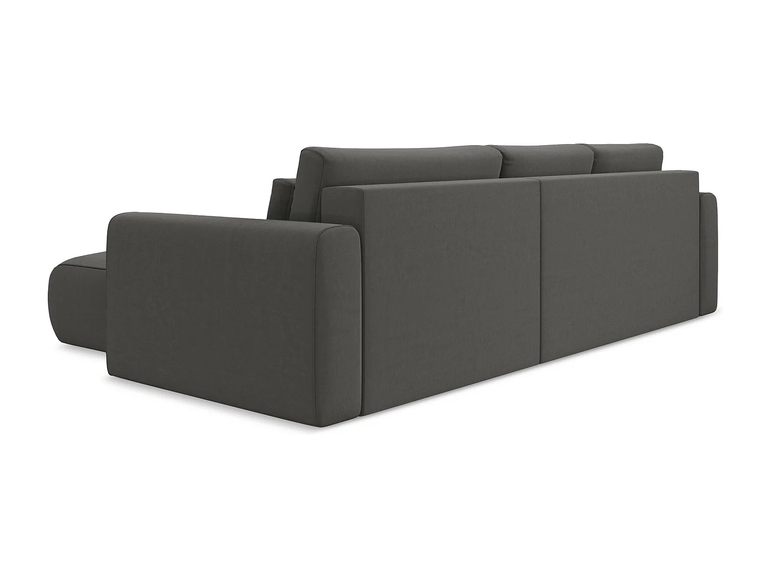 Narożnik prawostronny z funkcją spania - z tkaniny welwetowej - stalowy - KAPUA