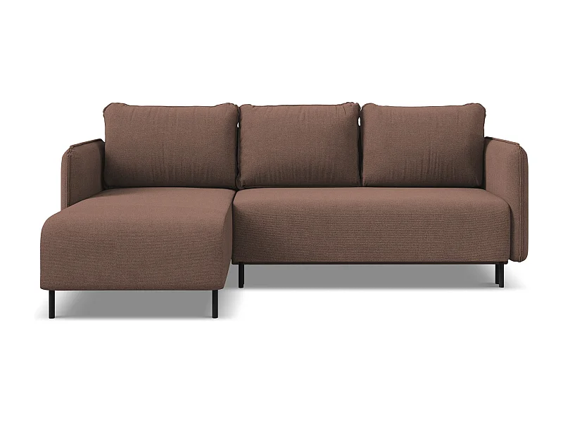 3-Sitzer Ecksofa mit Schlaffunktion - Ecke Links - Strukturstoff - Puderrosa - LUANA