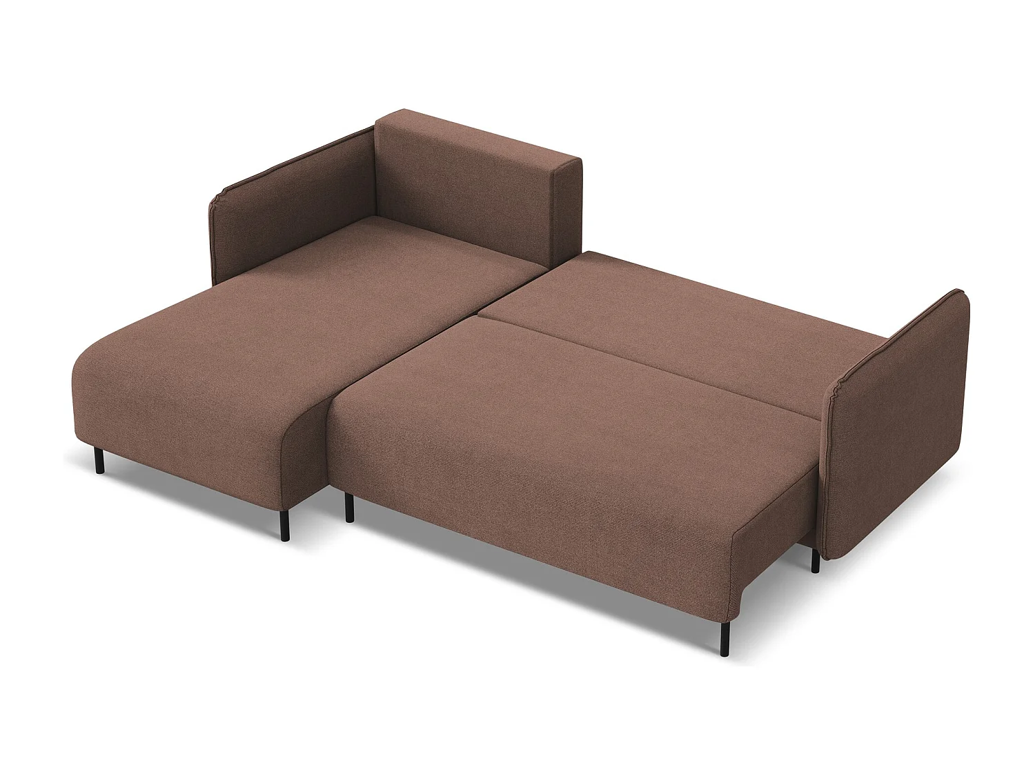 Canapé d'angle gauche convertible en tissu texturé - rose poudré - LUANA