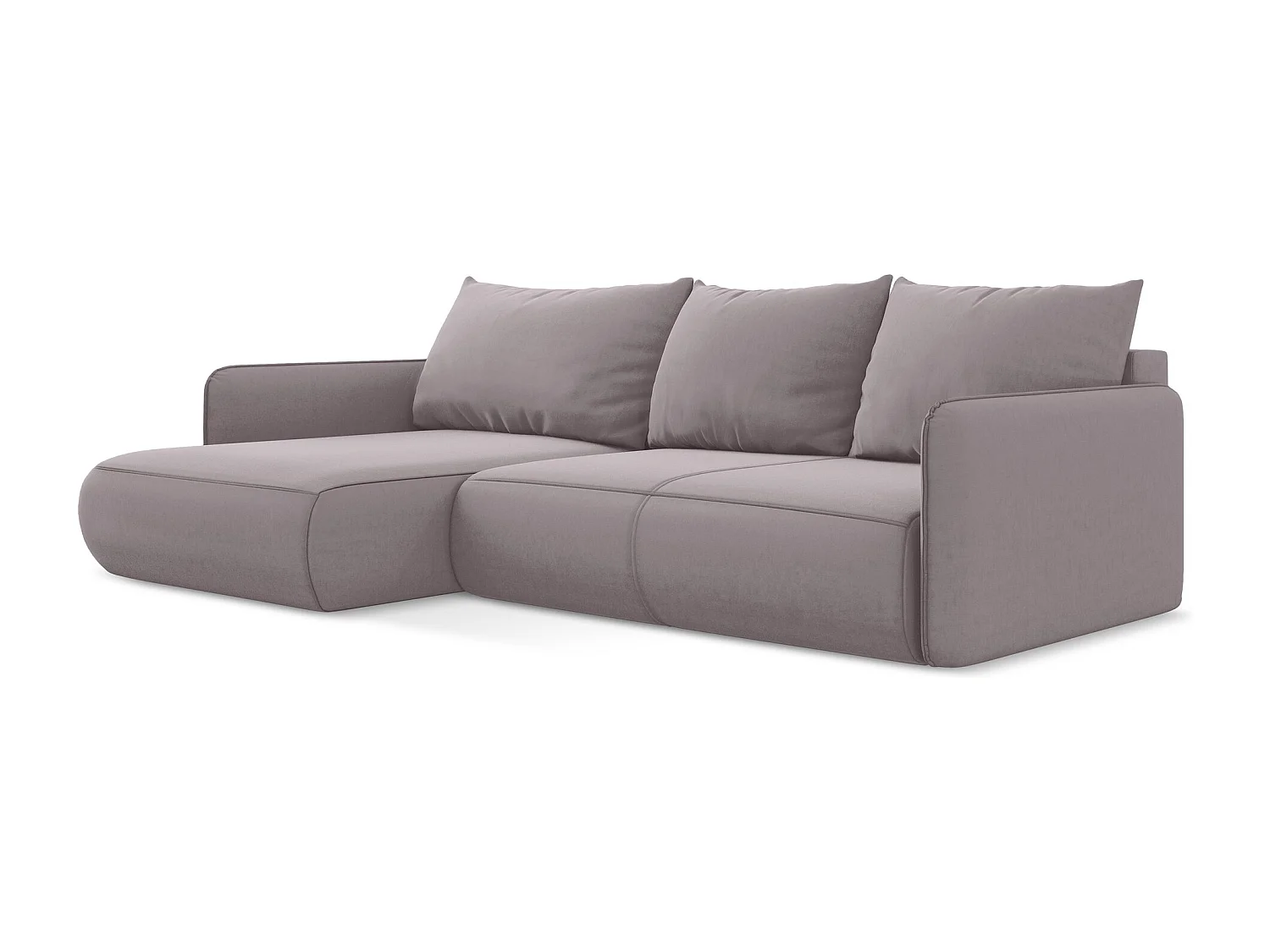 3-Sitzer Ecksofa mit Schlaffunktion - Ecke Links - Samt - Lavendel - NANEA