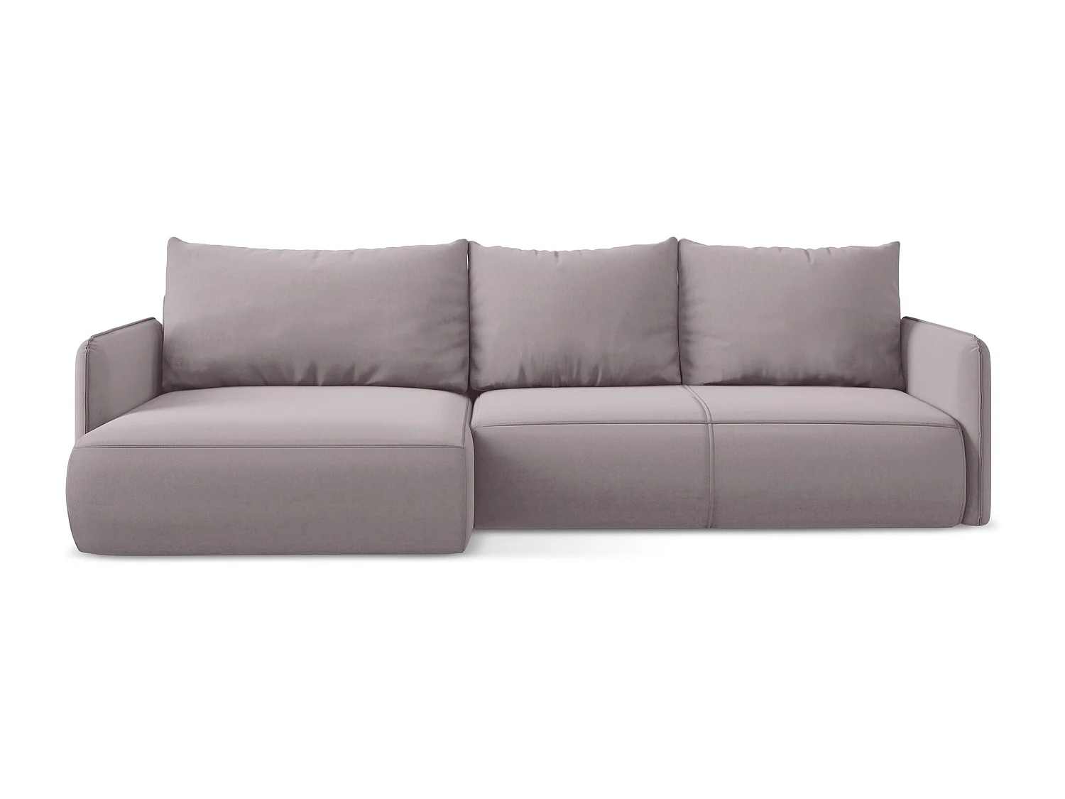 3-Sitzer Ecksofa mit Schlaffunktion - Ecke Links - Samt - Lavendel - NANEA