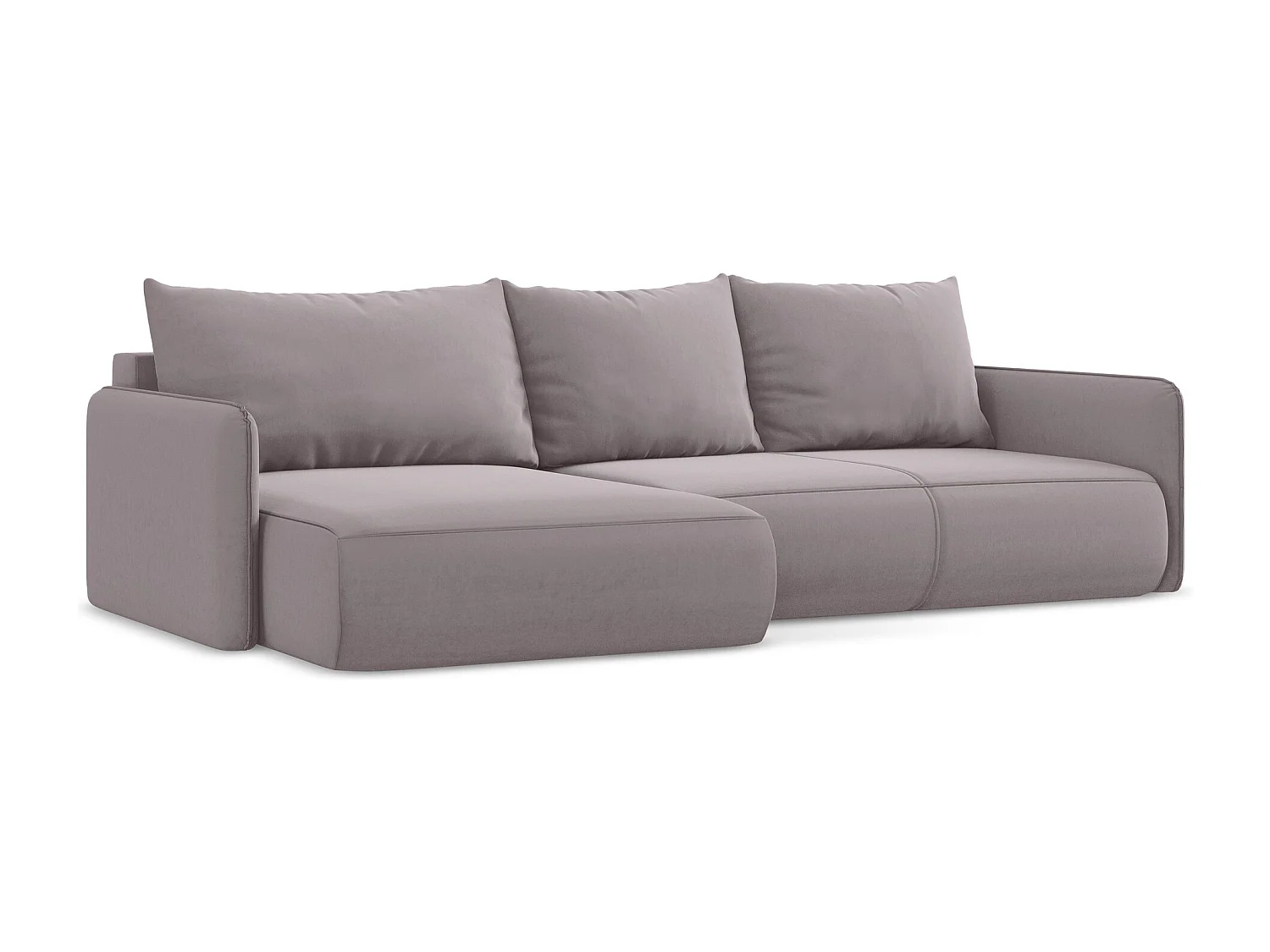 3-Sitzer Ecksofa mit Schlaffunktion - Ecke Links - Samt - Lavendel - NANEA