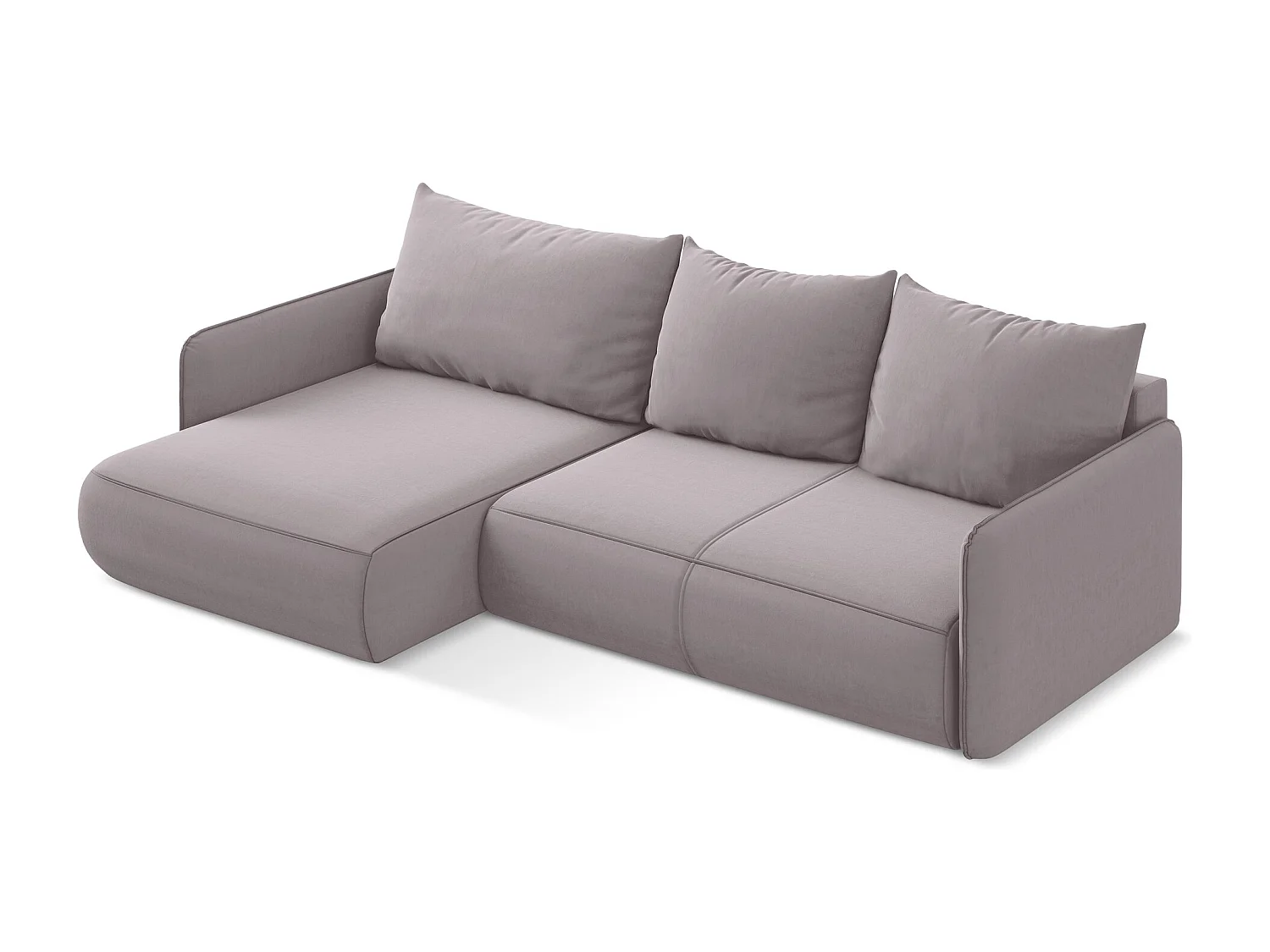 3-Sitzer Ecksofa mit Schlaffunktion - Ecke Links - Samt - Lavendel - NANEA