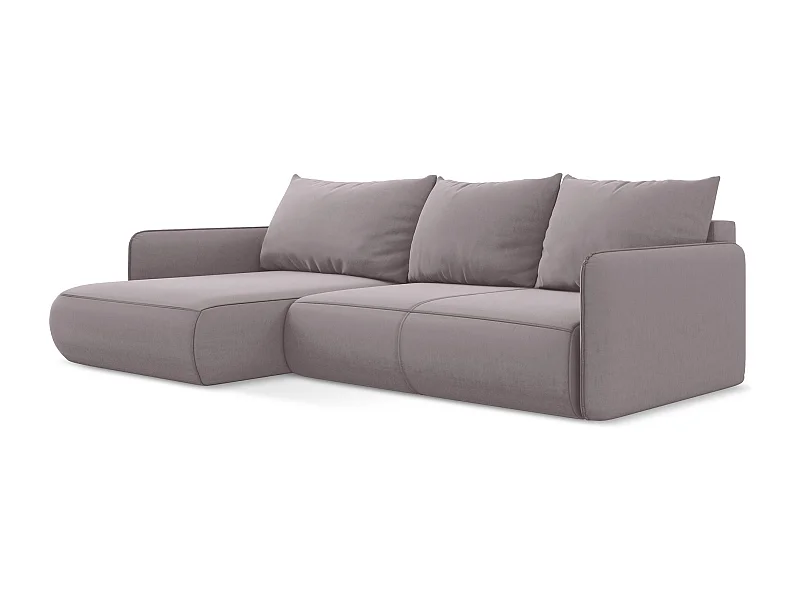 3-Sitzer Ecksofa mit Schlaffunktion - Ecke Links - Samt - Lavendel - NANEA
