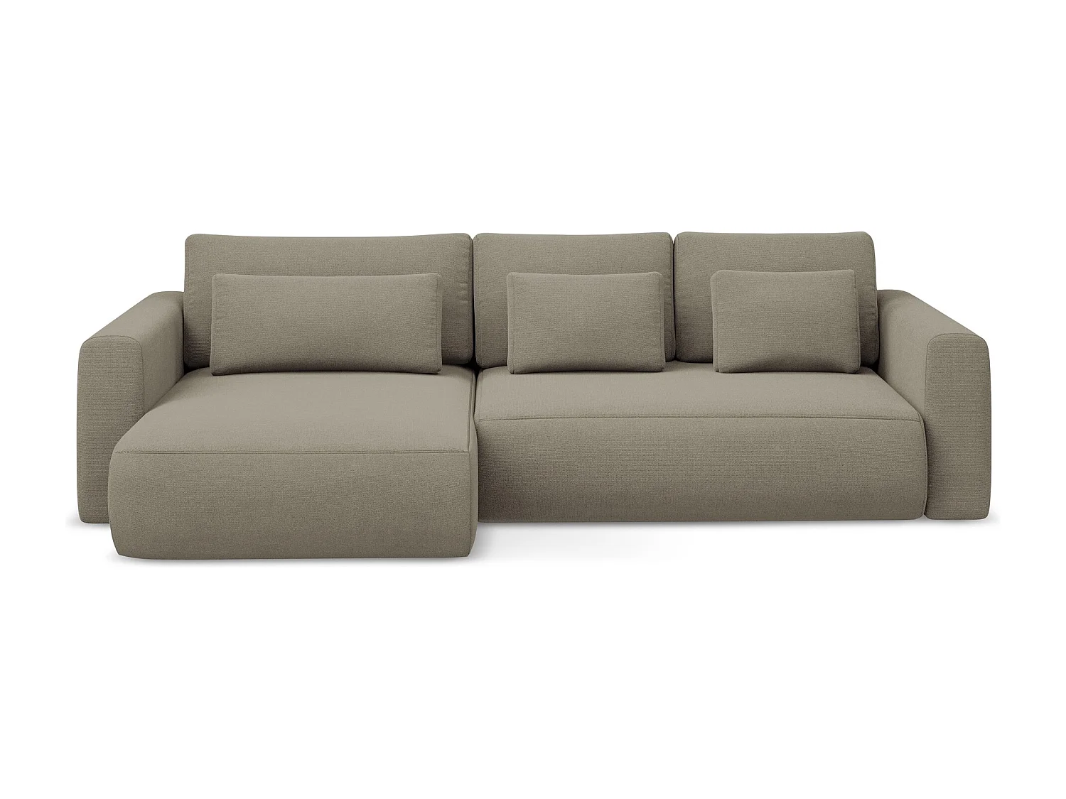 Narożnik lewostronny z funkcją spania - z tkaniny strukturalnej - ciemny beż - KAPUA