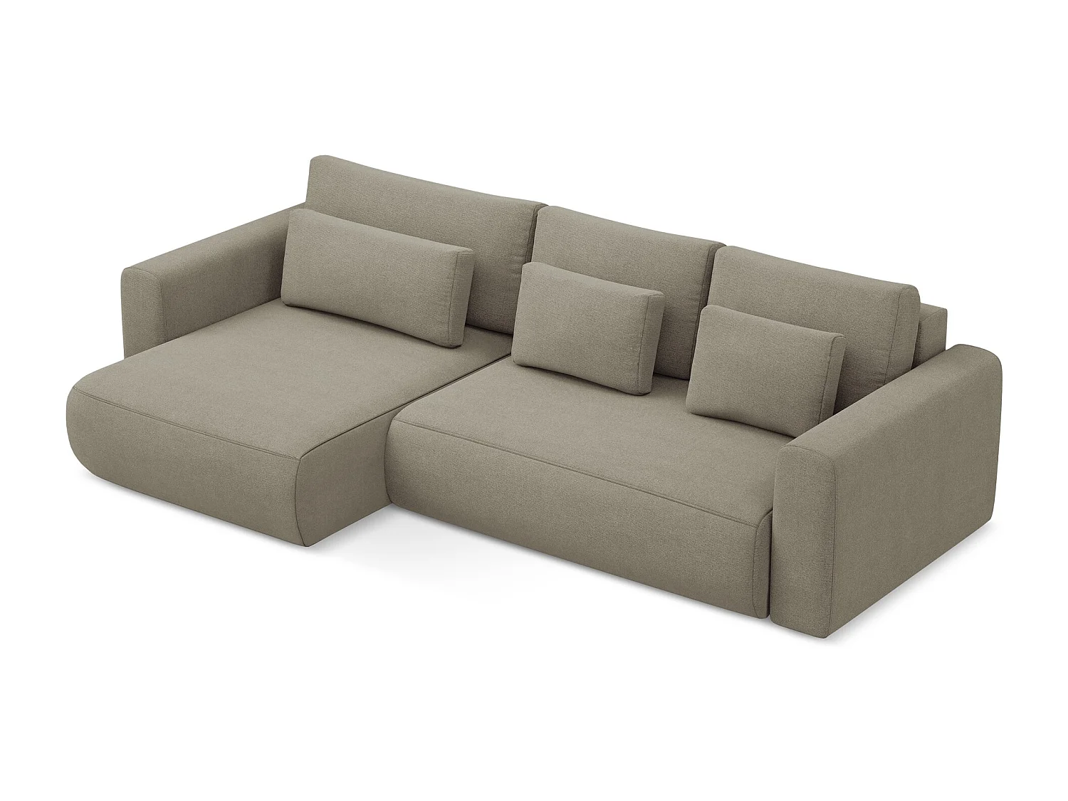 Narożnik lewostronny z funkcją spania - z tkaniny strukturalnej - ciemny beż - KAPUA