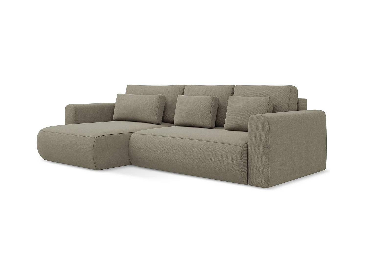 3-Sitzer Ecksofa mit Schlaffunktion - Ecke Links - Strukturstoff - Dunkelbeige - KAPUA