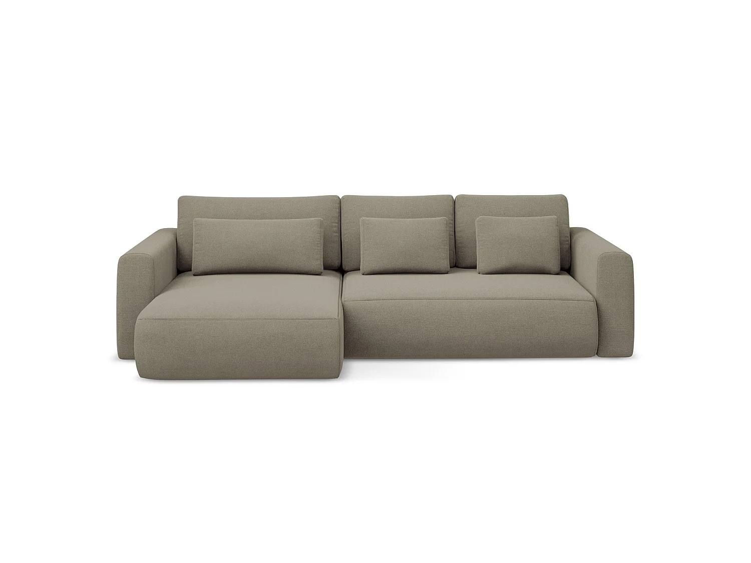 3-Sitzer Ecksofa mit Schlaffunktion - Ecke Links - Strukturstoff - Dunkelbeige - PERUGIA
