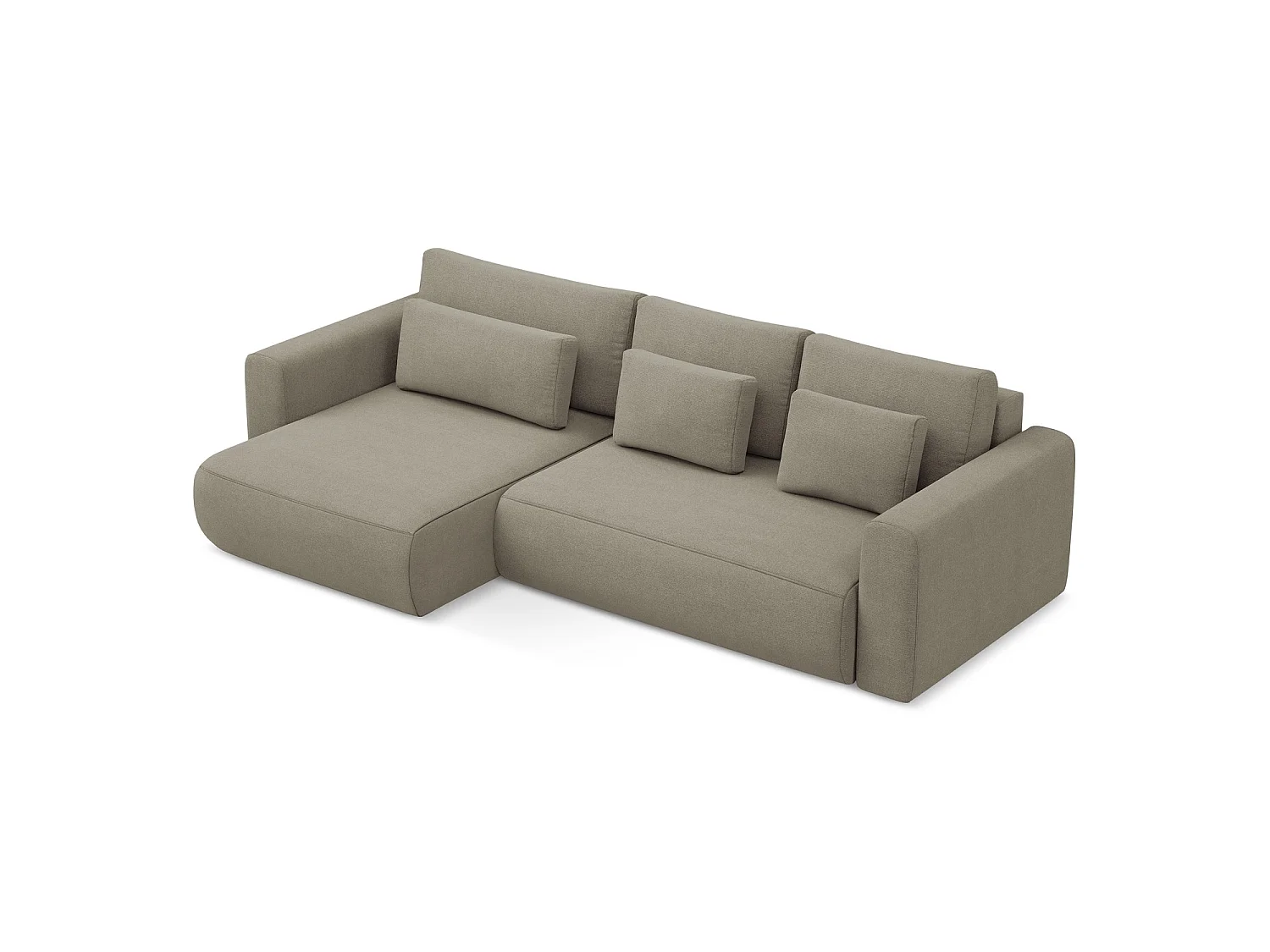 3-Sitzer Ecksofa mit Schlaffunktion - Ecke Links - Strukturstoff - Dunkelbeige - PERUGIA