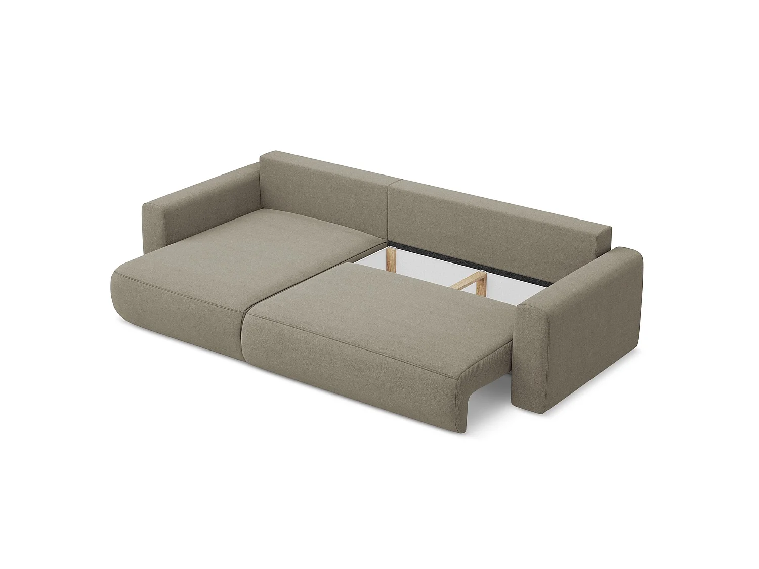3-Sitzer Ecksofa mit Schlaffunktion - Ecke Links - Strukturstoff - Dunkelbeige - PERUGIA