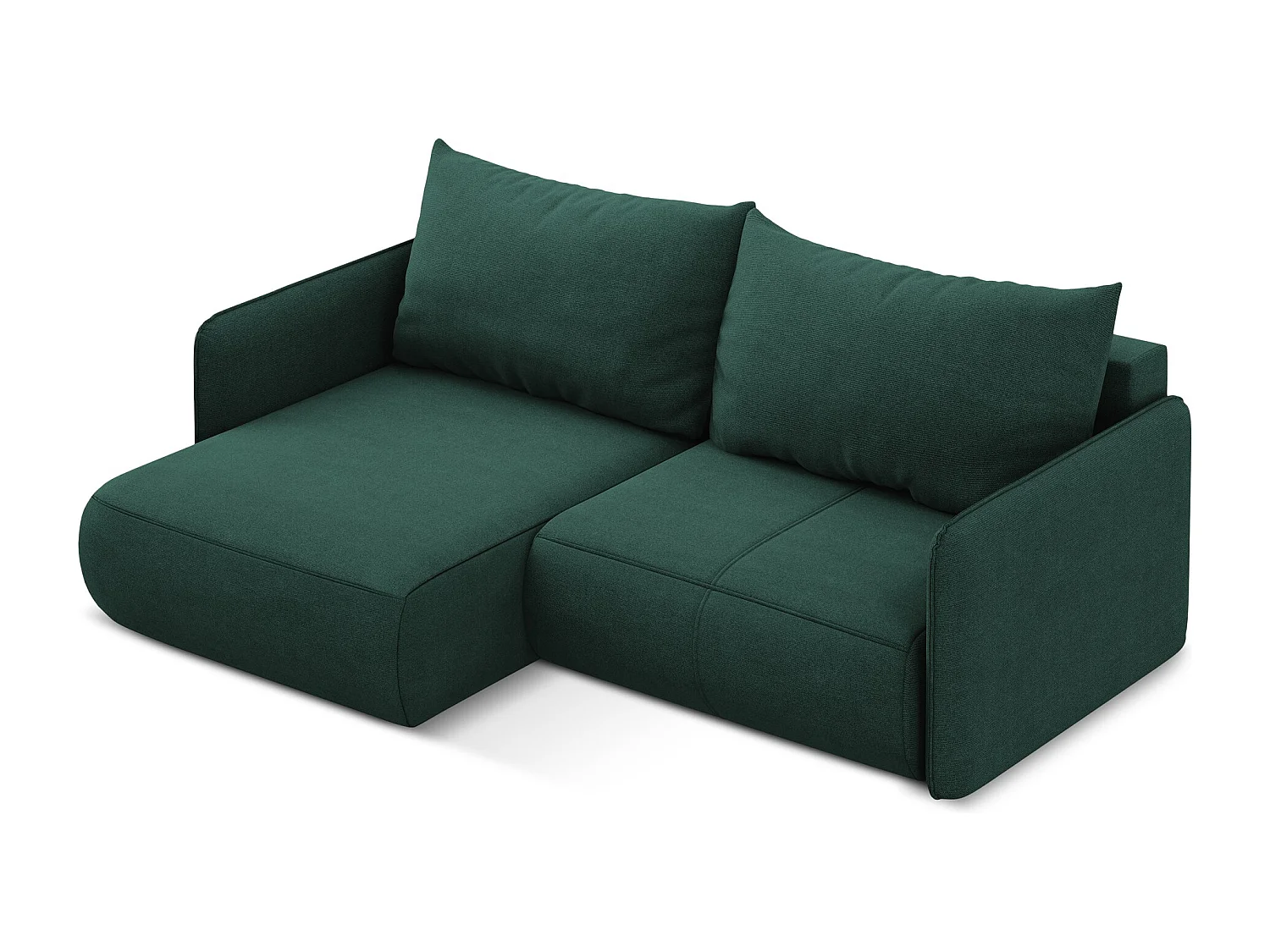 Hoekslaapbank links van flessengroen textuurstof - NANEA