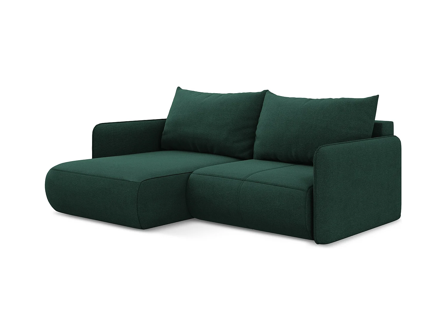 Canapé d’angle 2,5 places gauche convertible en tissu texturé - bouteille verte - NANEA