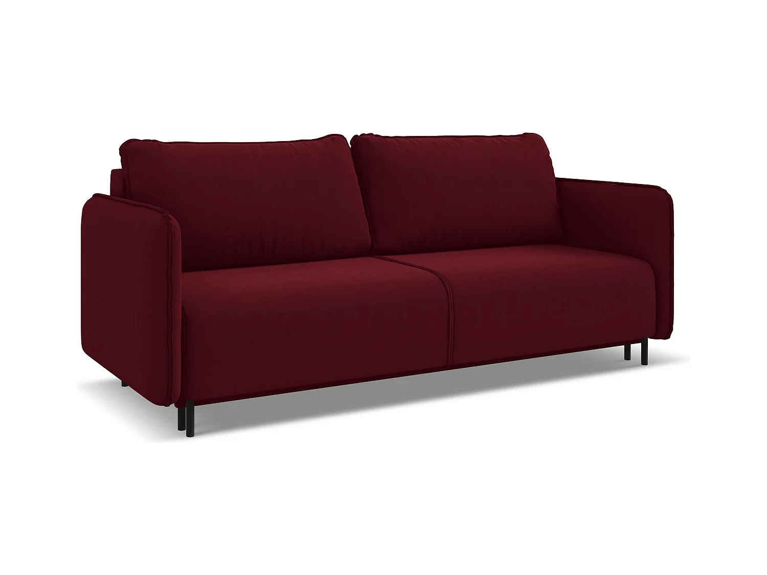 3-Sitzer Sofa mit Schlaffunktion - - Samt - Burgund - LUANA