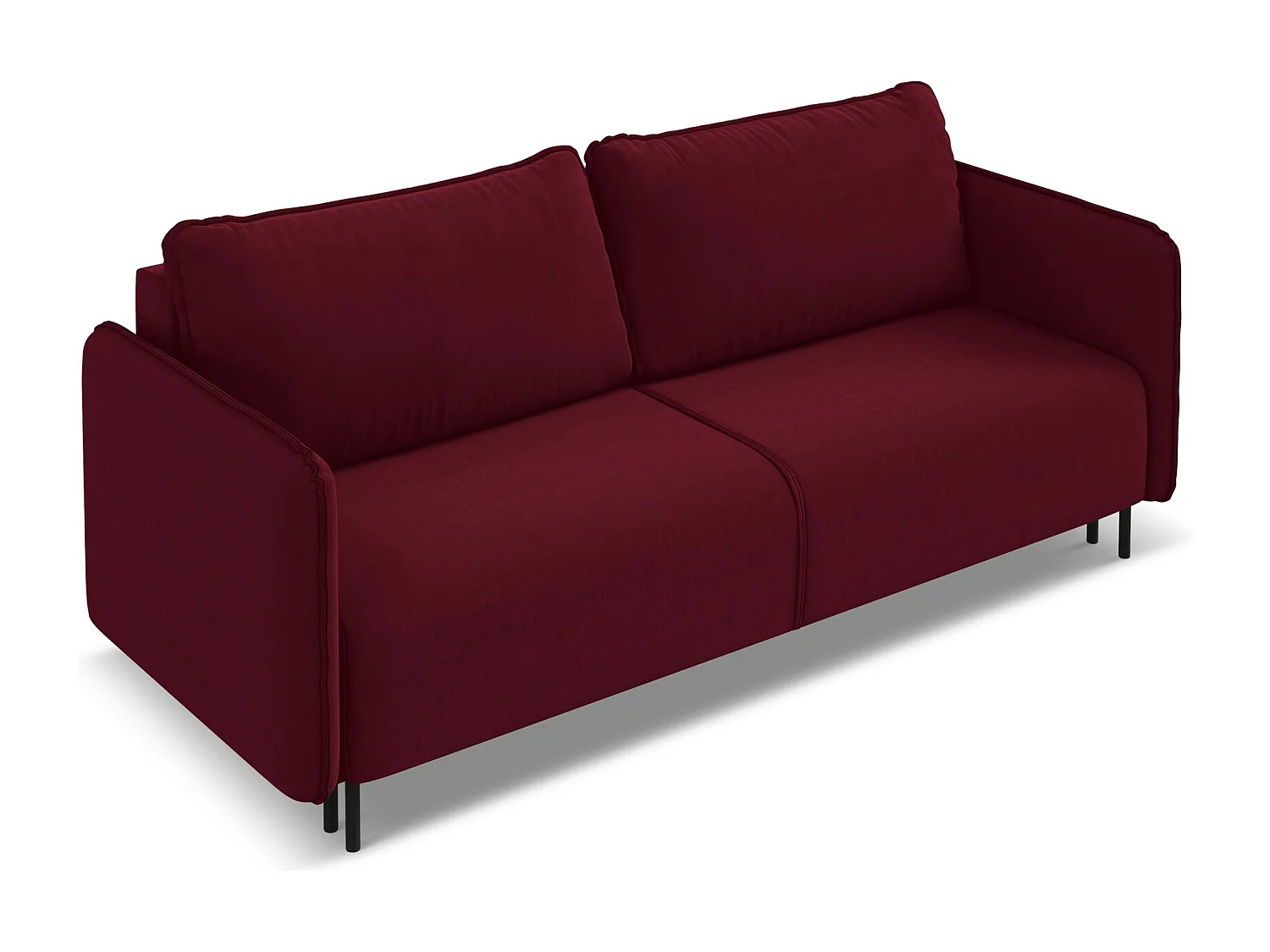 Canapé 3 places convertible en velours - bourgogne - LUANA