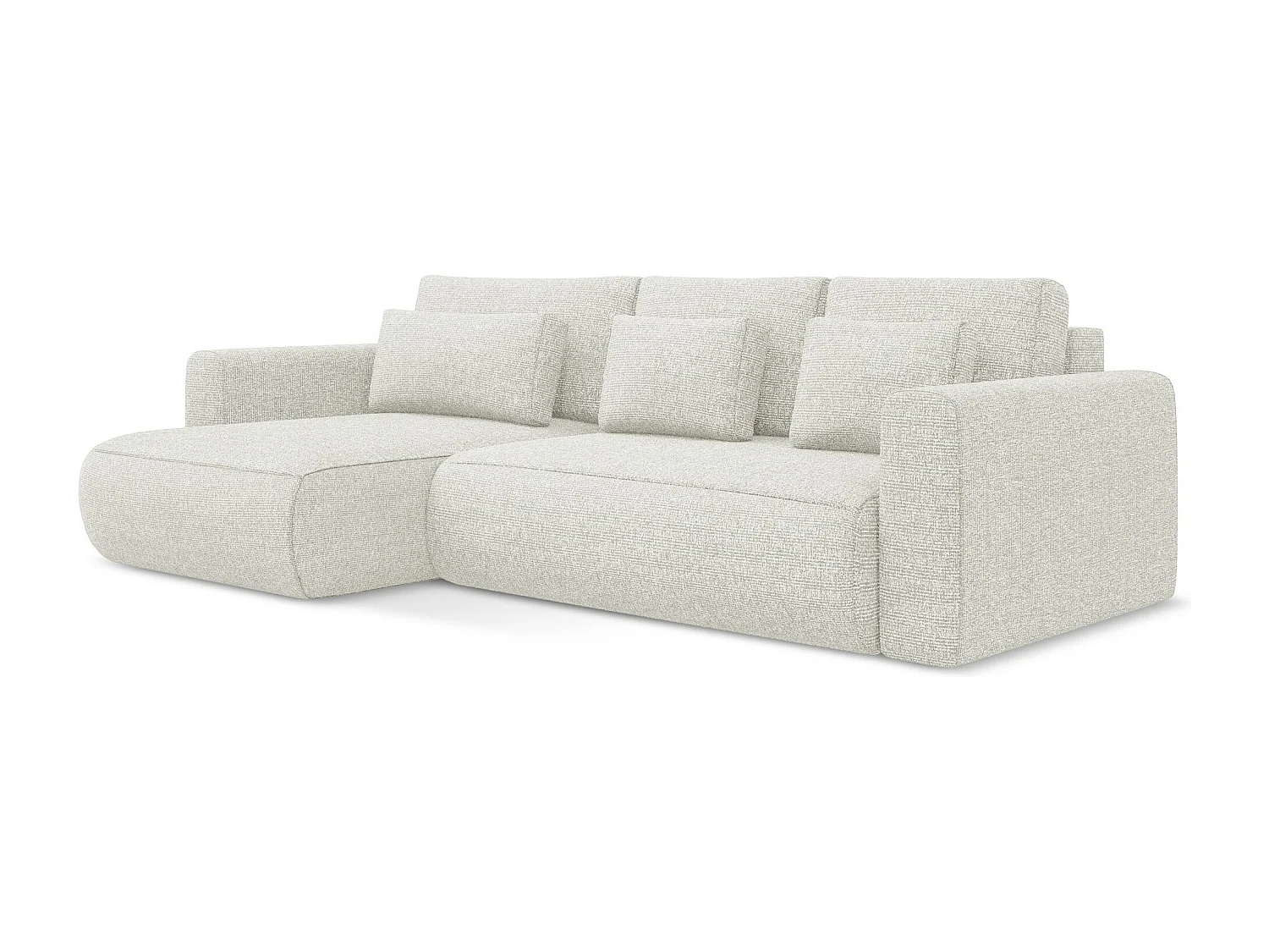 Canapé d’angle 3 places gauche convertible en tissu texturé - blanc beige - KAPUA