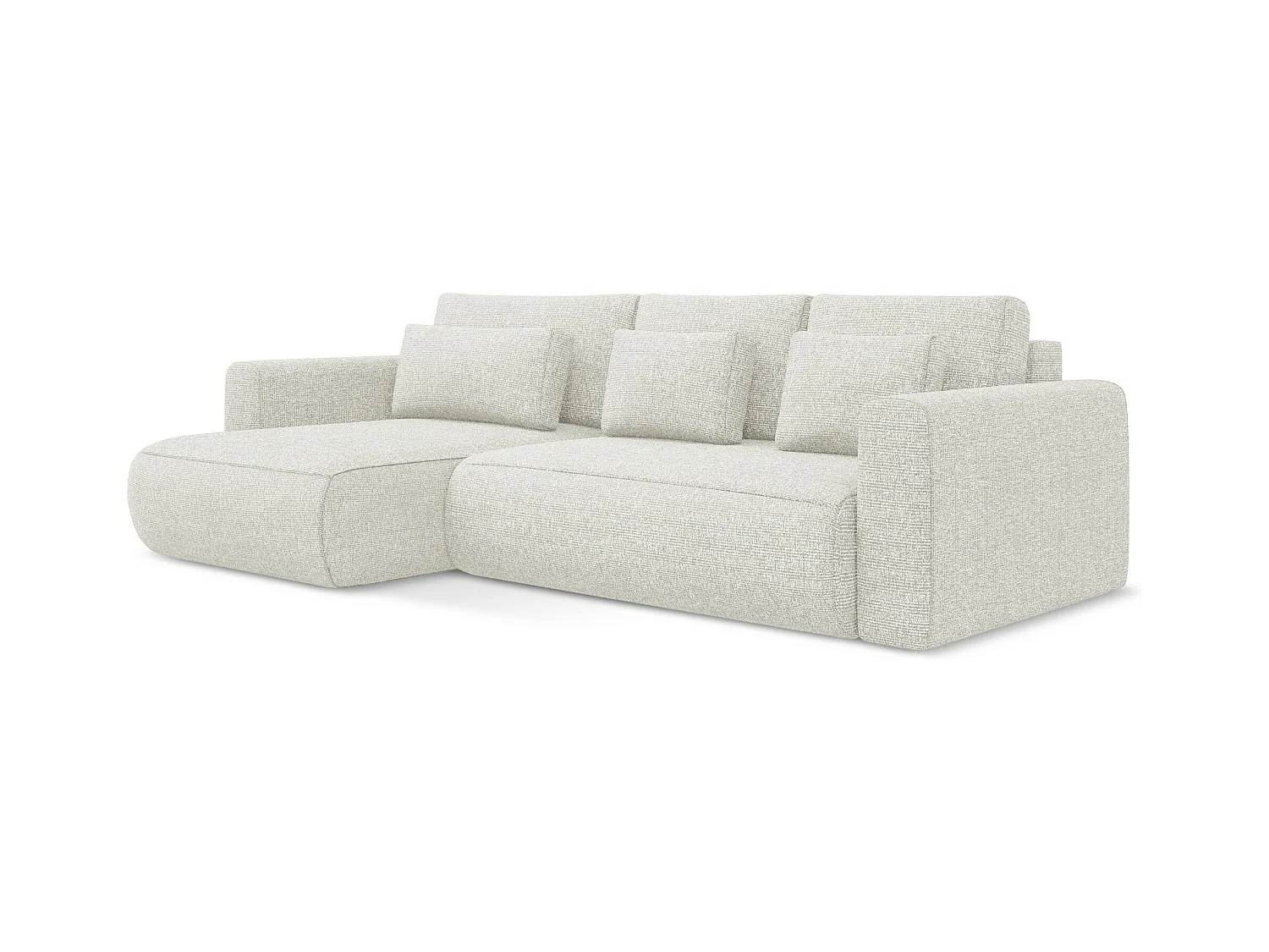 Canapé d’angle 3 places gauche convertible en tissu texturé - blanc beige - KAPUA