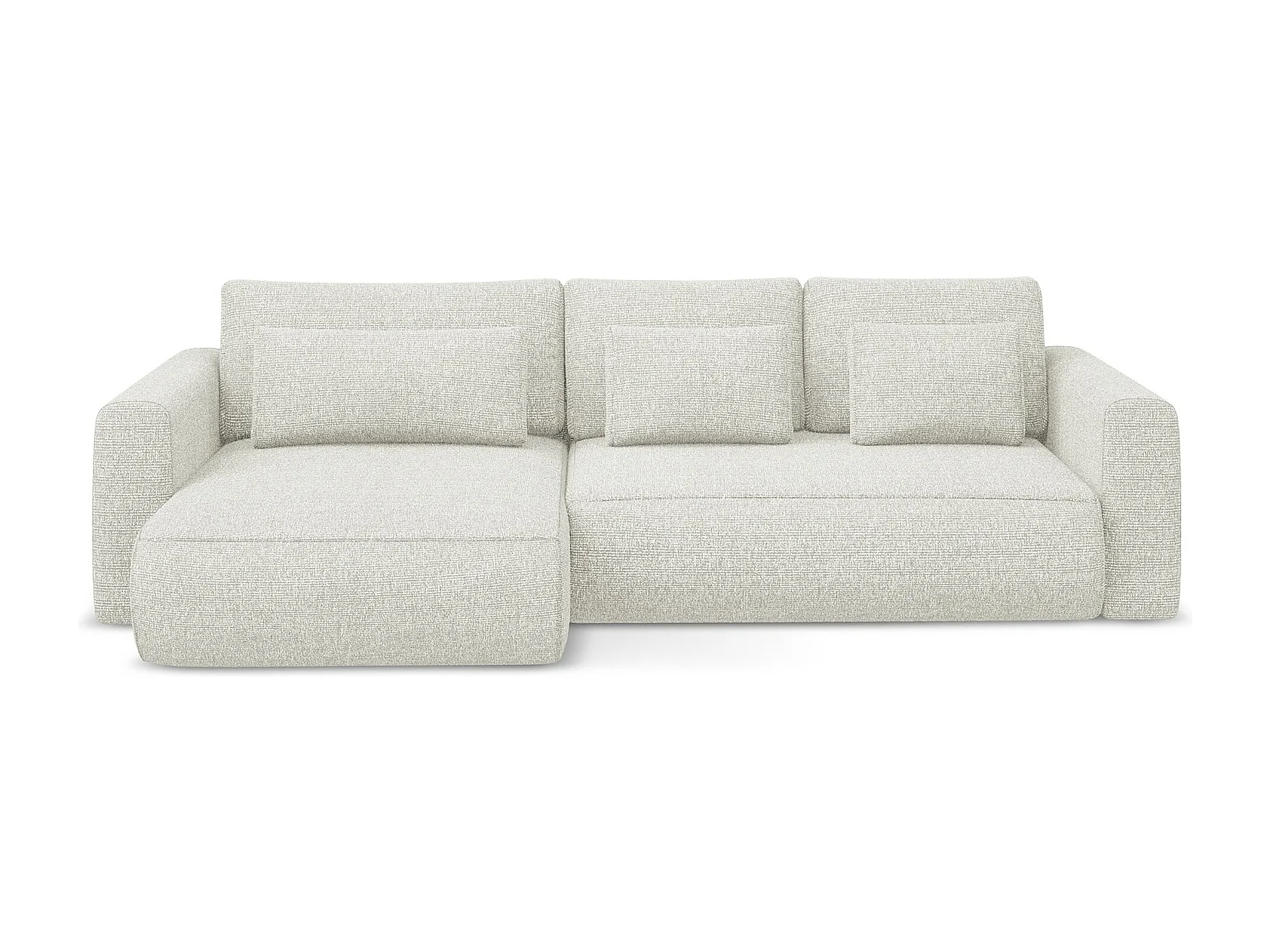 Canapé d’angle 3 places gauche convertible en tissu texturé - blanc beige - KAPUA