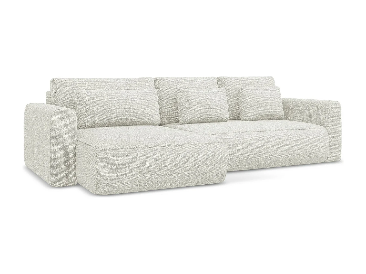 Canapé d’angle 3 places gauche convertible en tissu texturé - blanc beige - KAPUA