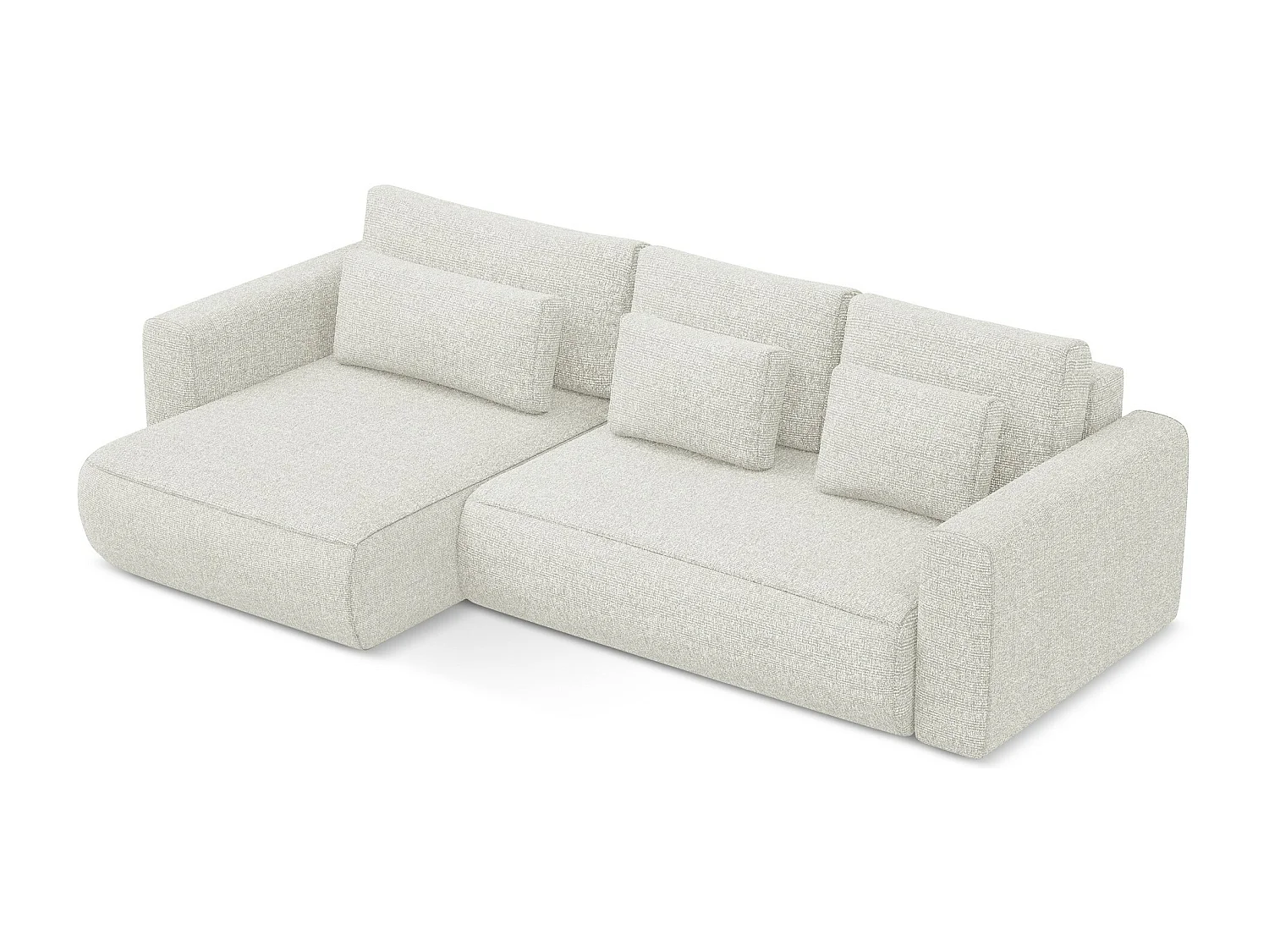 Canapé d’angle 3 places gauche convertible en tissu texturé - blanc beige - KAPUA