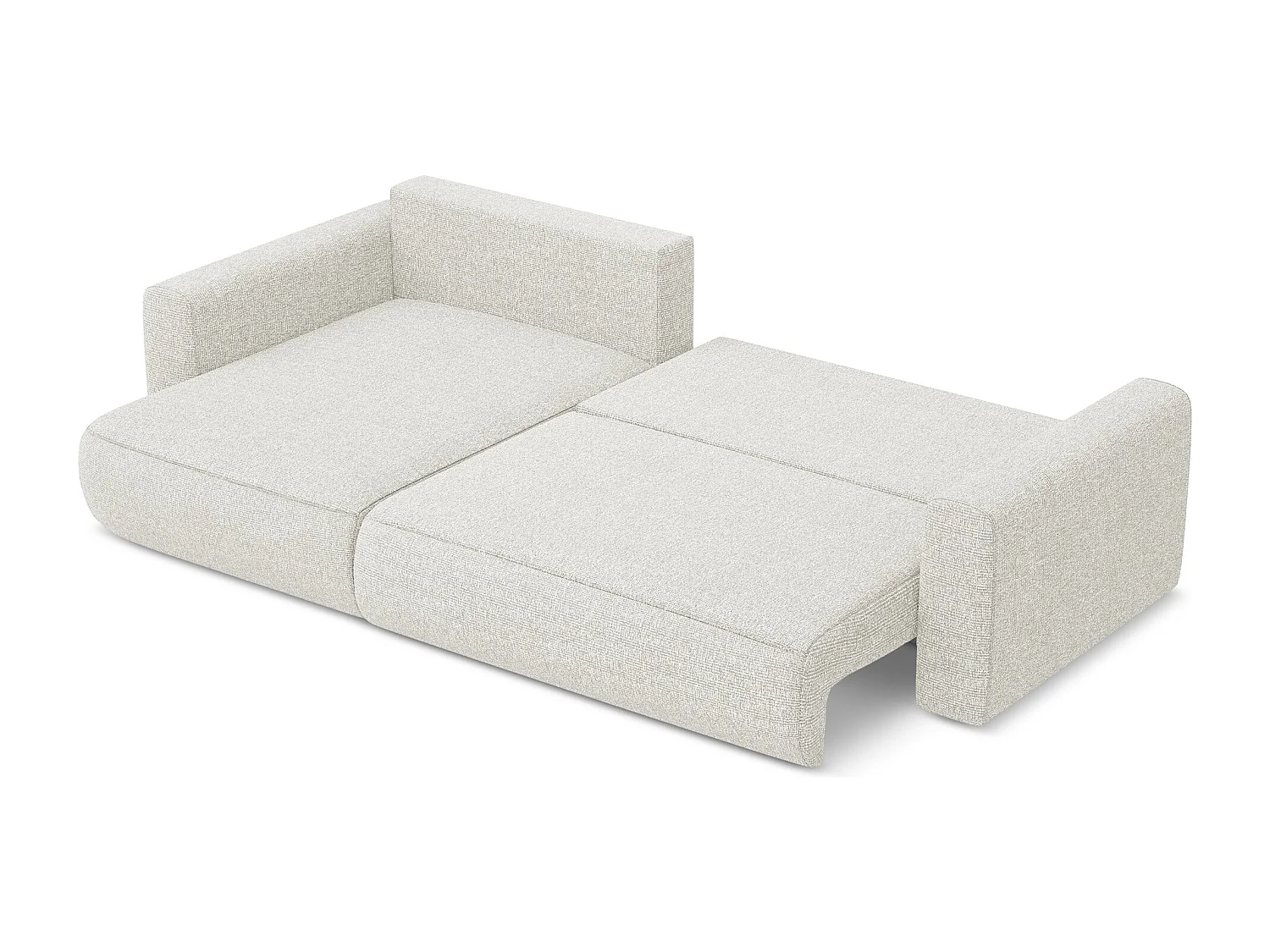 Canapé d’angle 3 places gauche convertible en tissu texturé - blanc beige - KAPUA