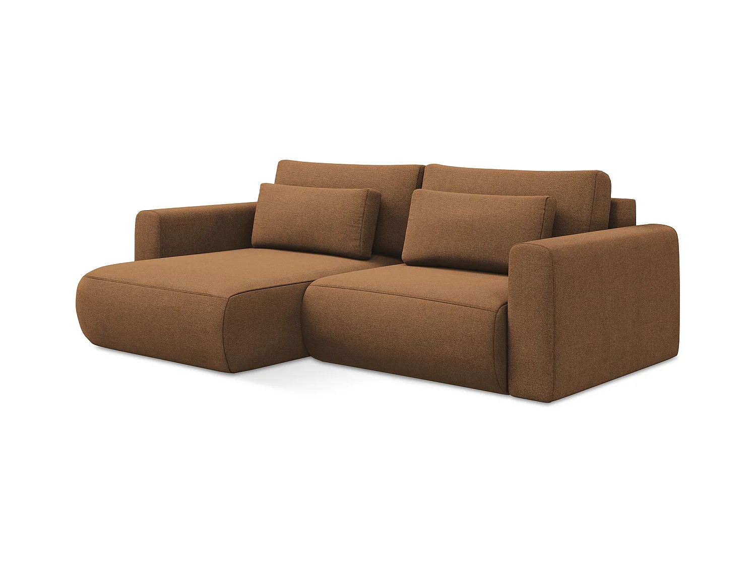 Narożnik lewostronny z funkcją spania - z tkaniny strukturalnej - terakota - KAPUA