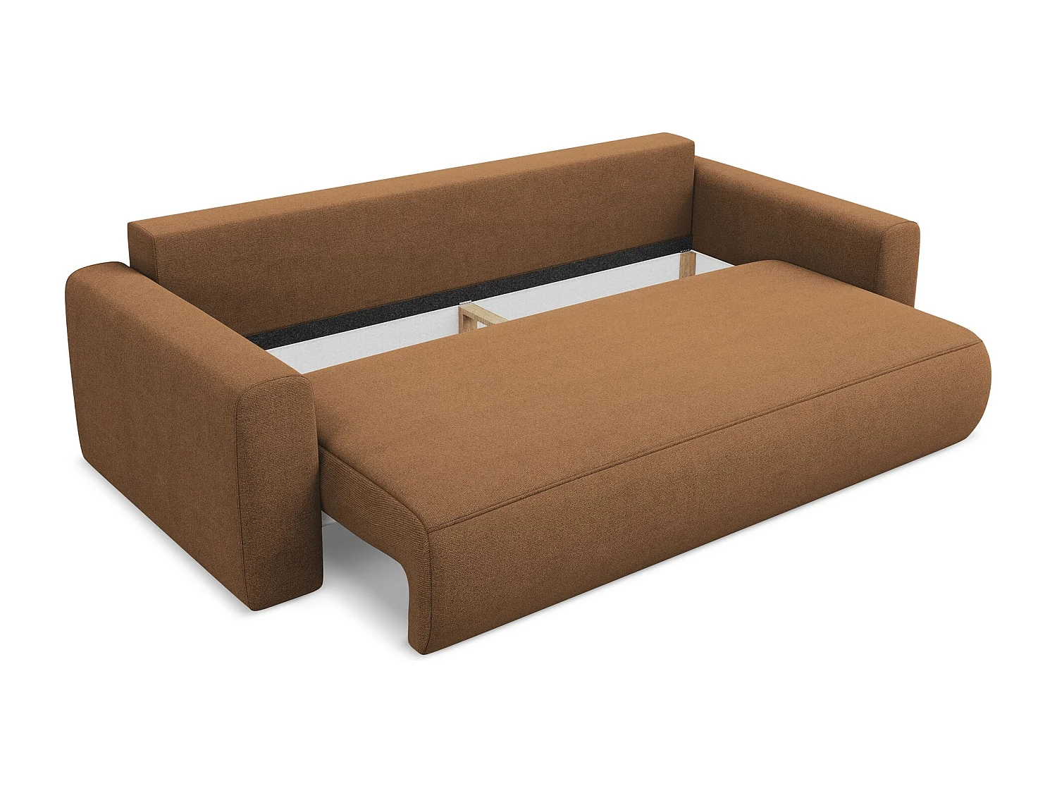 Canapé 3 places convertible en tissu texturé - terracotta foncé - KAPUA