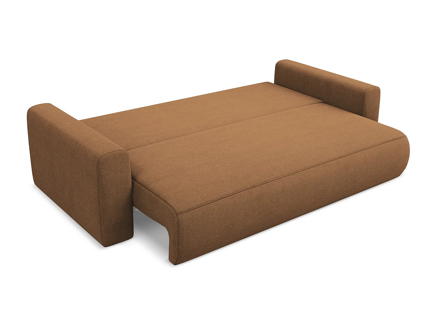 Canapé 3 places convertible en tissu texturé - terracotta foncé - KAPUA