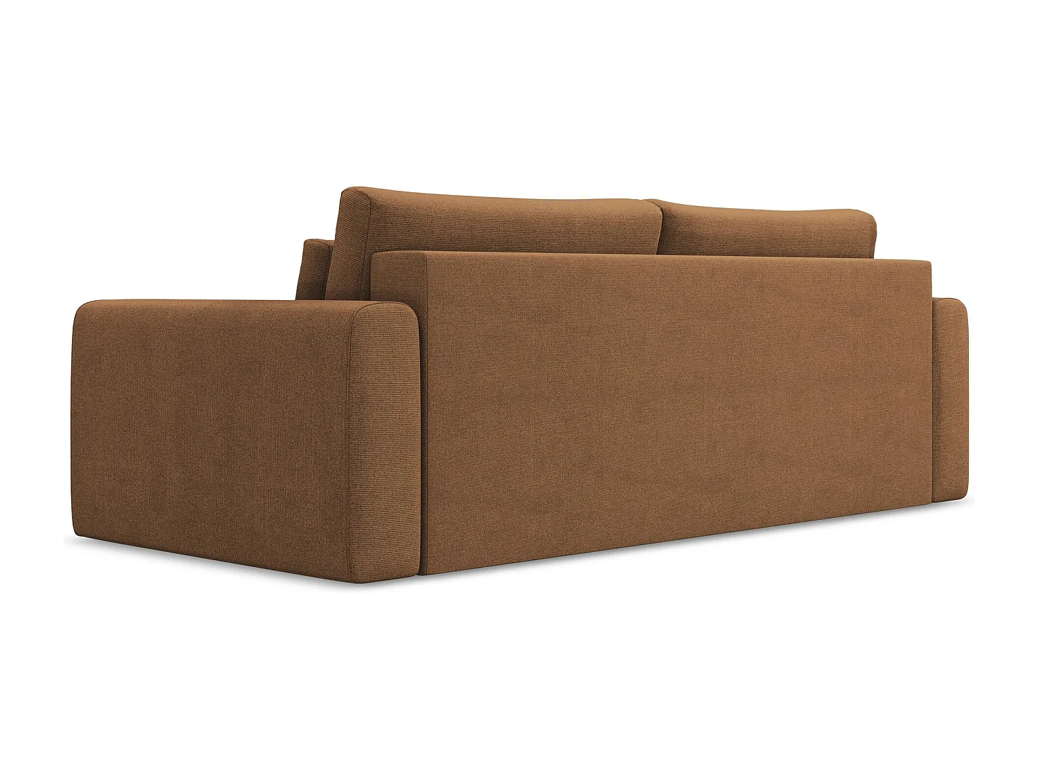 Canapé 3 places convertible en tissu texturé - terracotta foncé - KAPUA