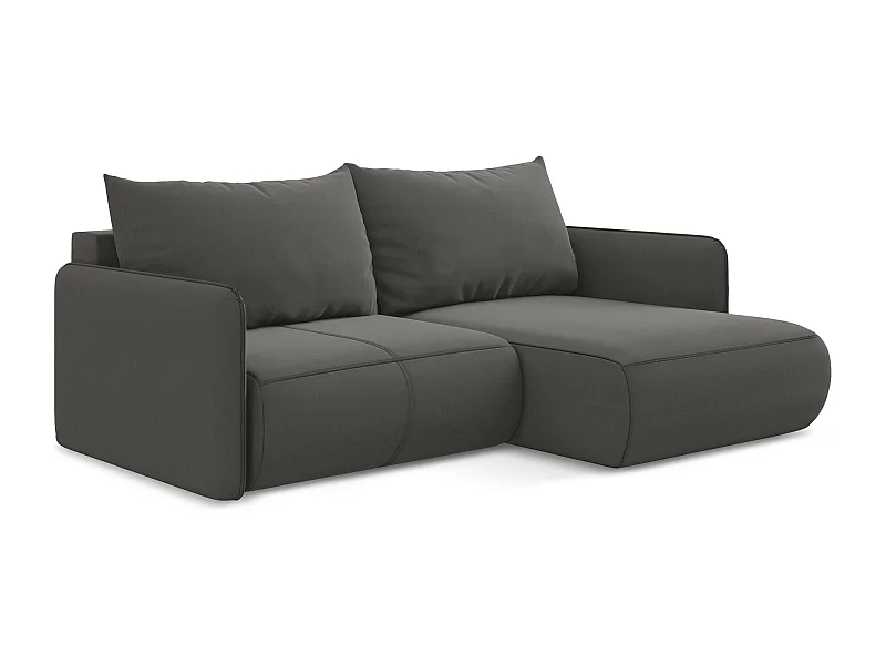 2,5-Sitzer Ecksofa mit Schlaffunktion - Ecke Rechts - Samt - Stahl - NANEA